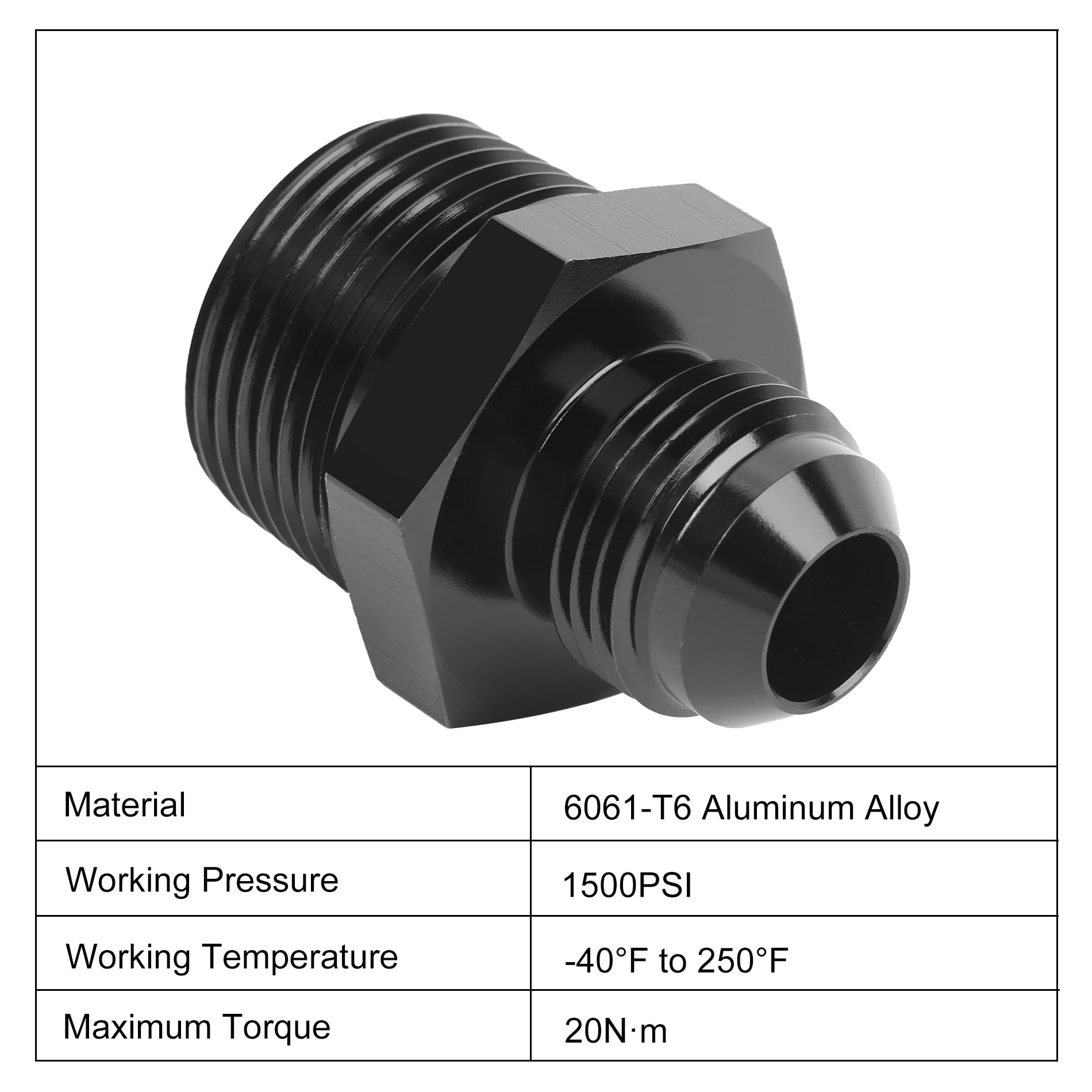 Evil Energy 8An Male Flare To 3/4'' Npt Fitting Adapter Straight Aluminum Black