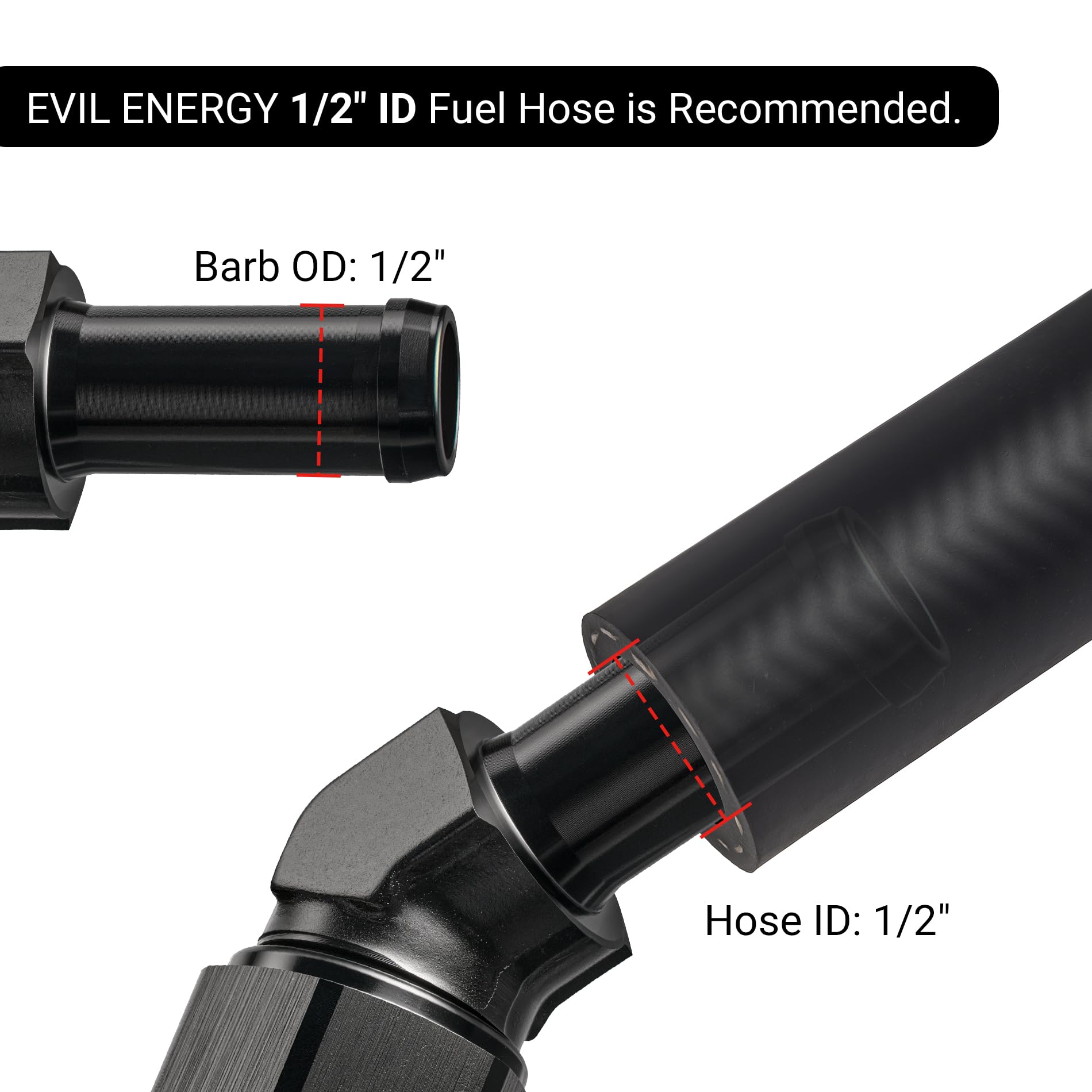 EVIL ENERGY 8AN Female to 1/2'' Barb Hose Fitting 45 Degree Swivel 2PCS