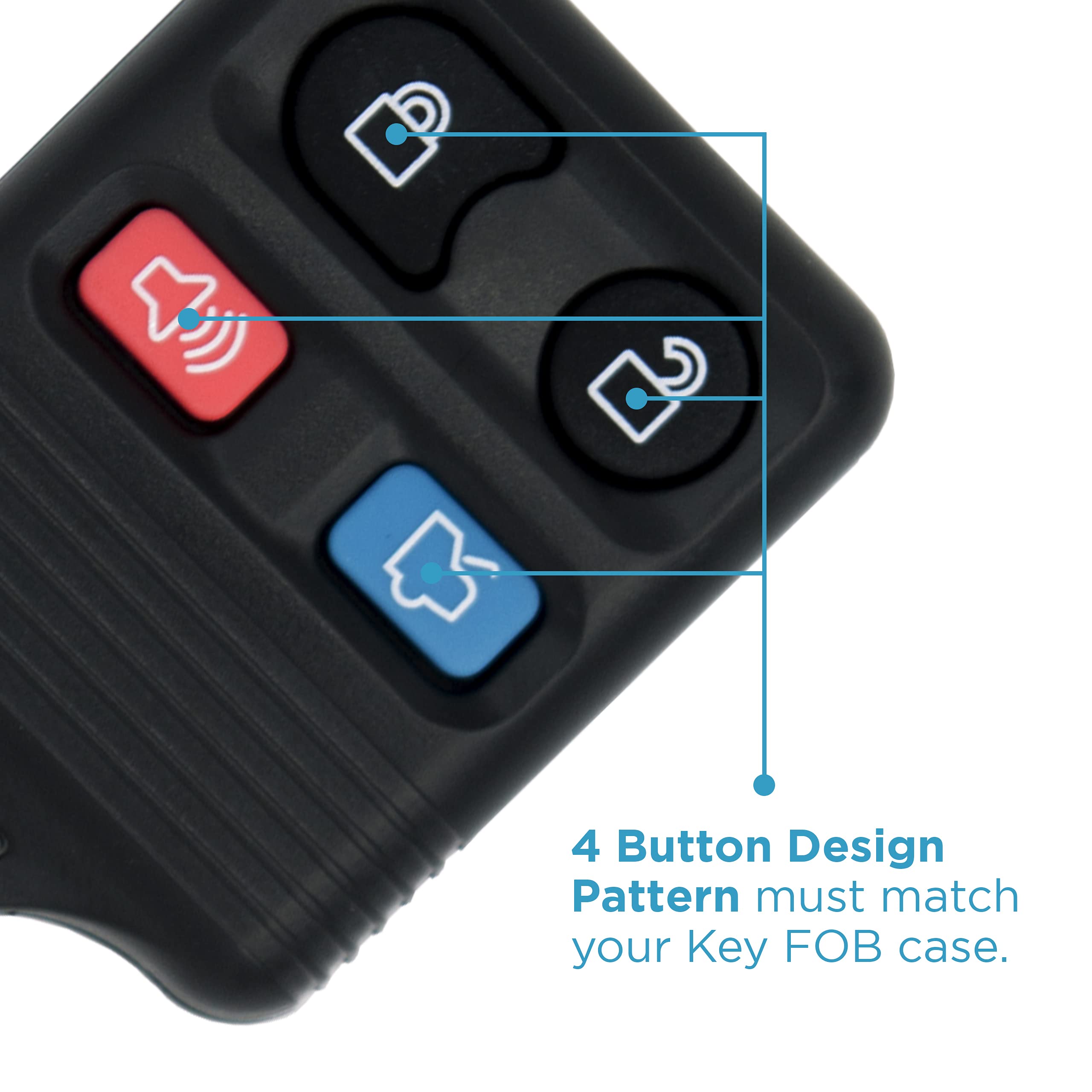 Keyless2Go Replacement For New Shell Case And 4 Button Pad For Remote Key Fob With Fcc Id Protection Cwtwb1U345 - Shell Case Pro