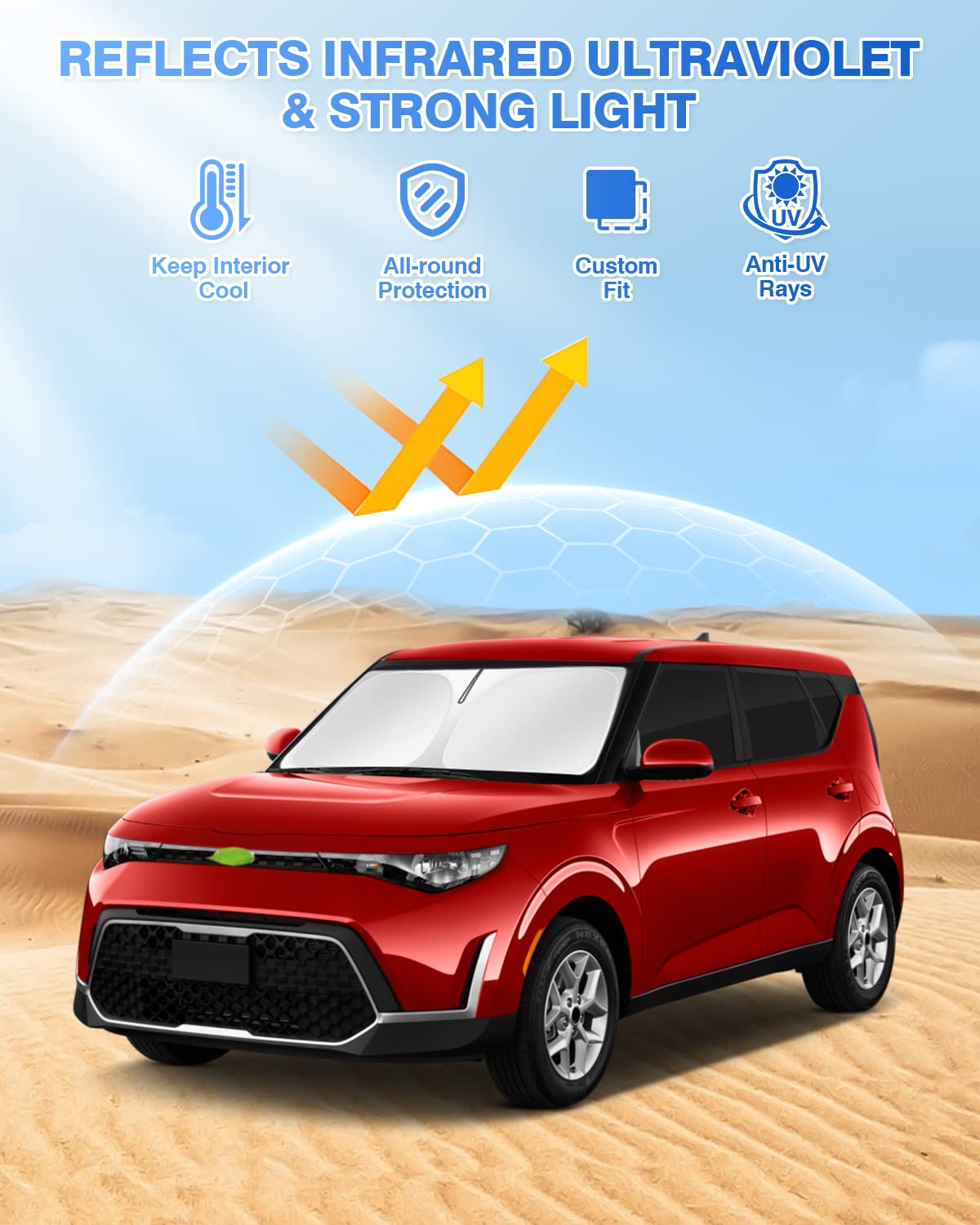 Canvcle Sunshades For Kia Soul 2020-2024 2025 Accessories Windshield Sun Shade Side Rear Window Shade Cover Sun Visor Shield Pri