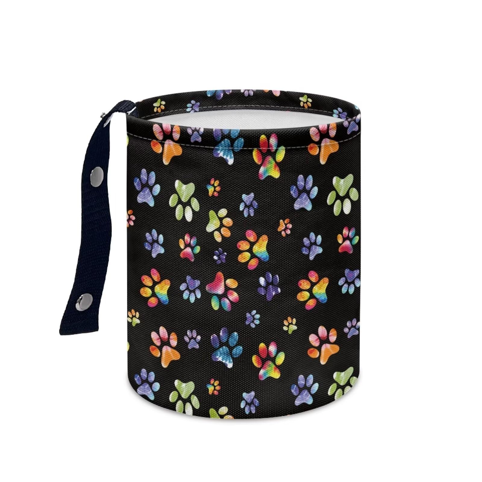 Brosoneto Colorful Dog Paws Car Trash Can Easy Installation Collapsible Back Seat, Front Console, Floor, or Hanging Headrest Was