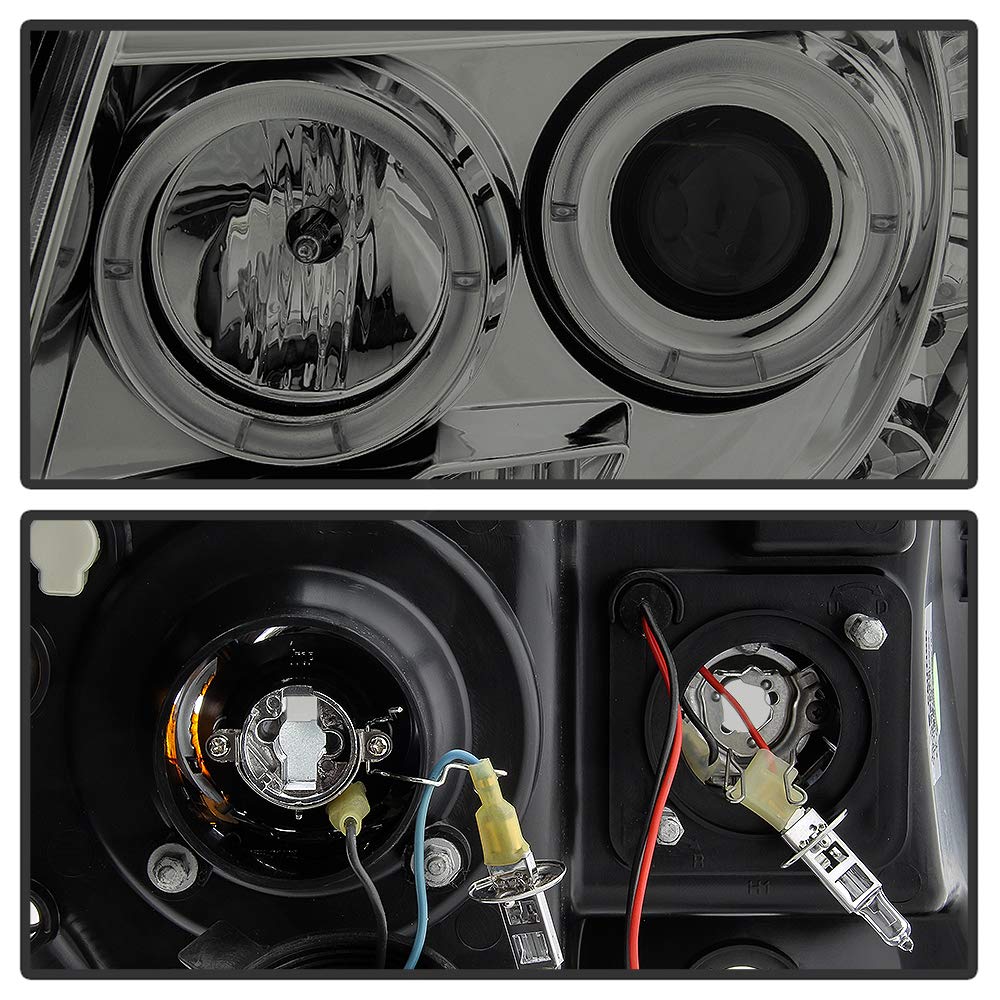 Acanii - For 2005-2011 Toyota Tacoma Led Drl Halo Ring Smoked Lens Projector Headlights Headlamps, Driver & Passenger