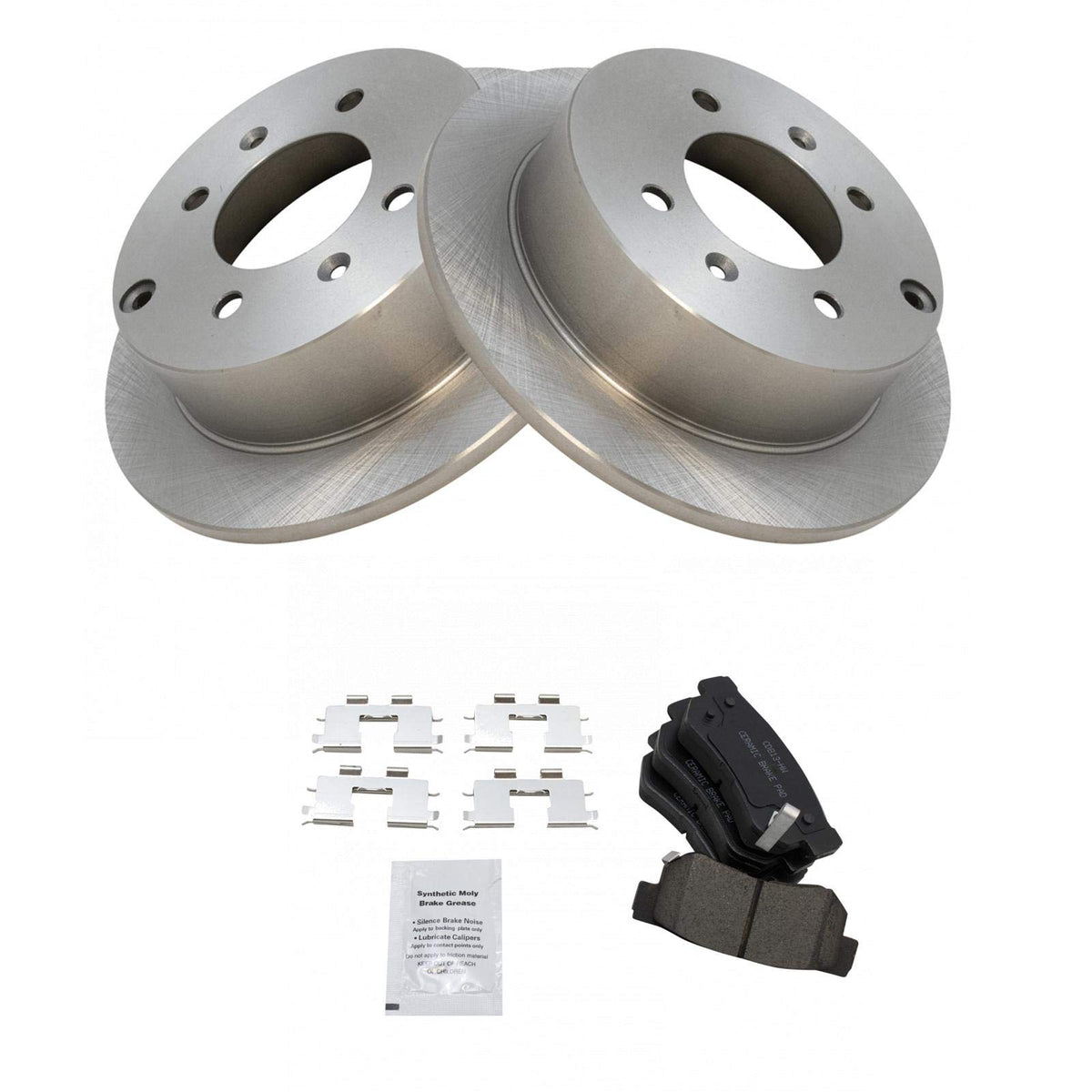 Trq Rear Brake Pad & Rotor Kit Brake Pads Brake Rotor Ceramic Compatible With 1999-2005 Hyundai Sonata 2001-2006 Kia Optima