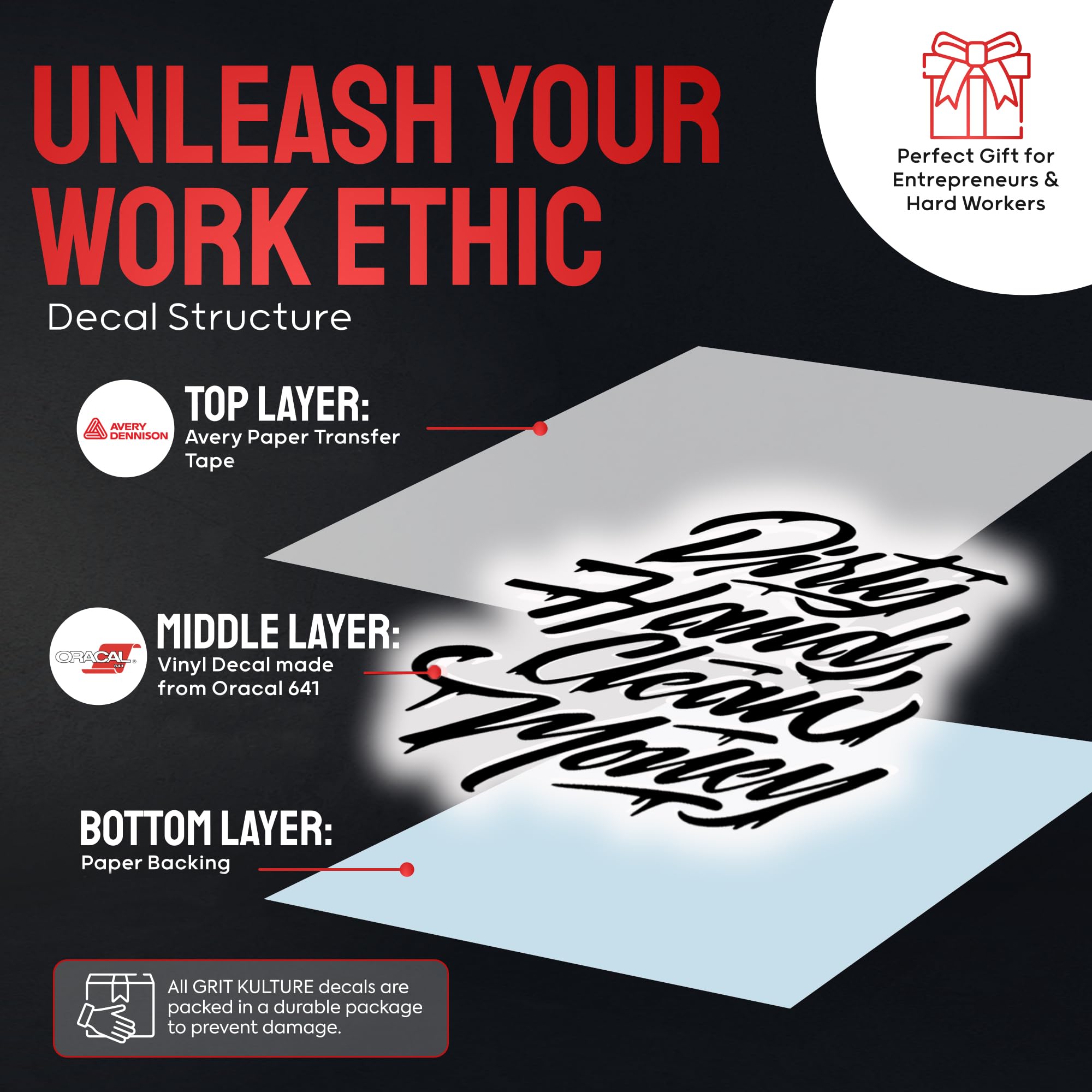 GRITKULTURE Dirty-Hands-Clean-Money Decal Sticker for Vehicle Truck Bumper Cars Window Wall Mirror Decoration (Black)