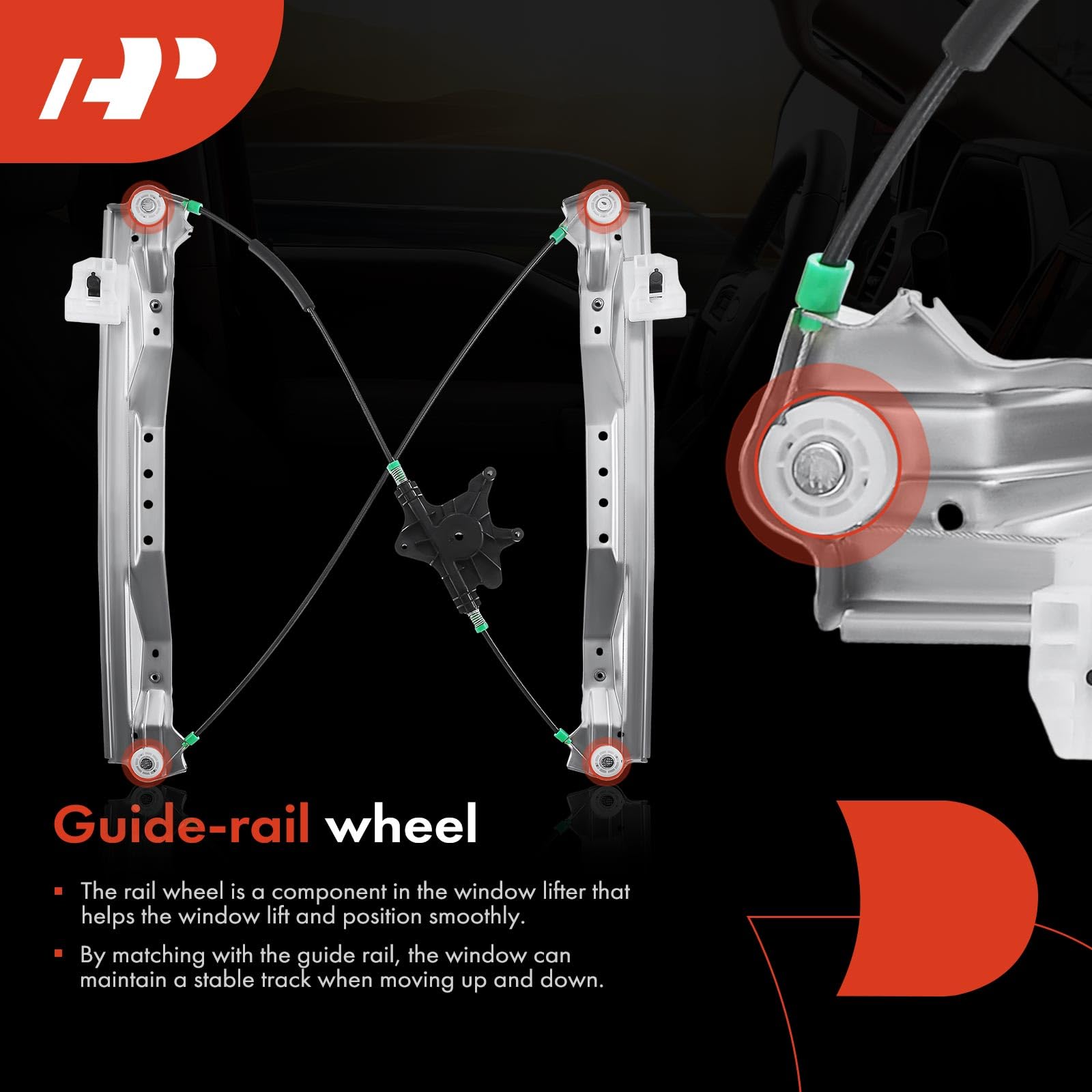 A-Premium Power Electric Window Regulator Without Motor Replacement For Town & Country Dodge Grand Caravan Ram C/V Volkswagen Ro