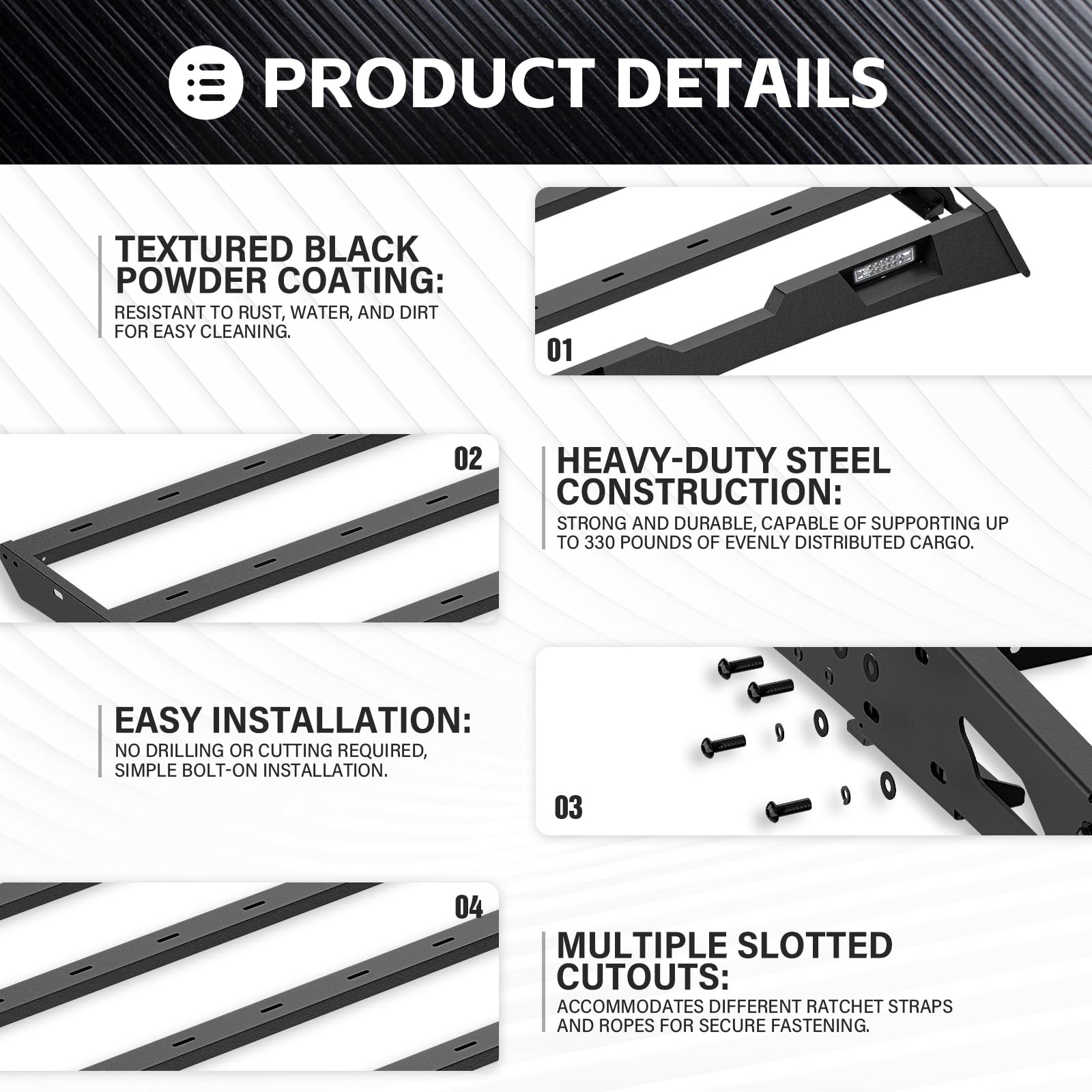 YZONA for Tundra Crew Max Roof Rack Cargo Basket Compatible with 2007-2021 Toyota Tundra CrewMax Cab with 2 LED Lights, Rooftop