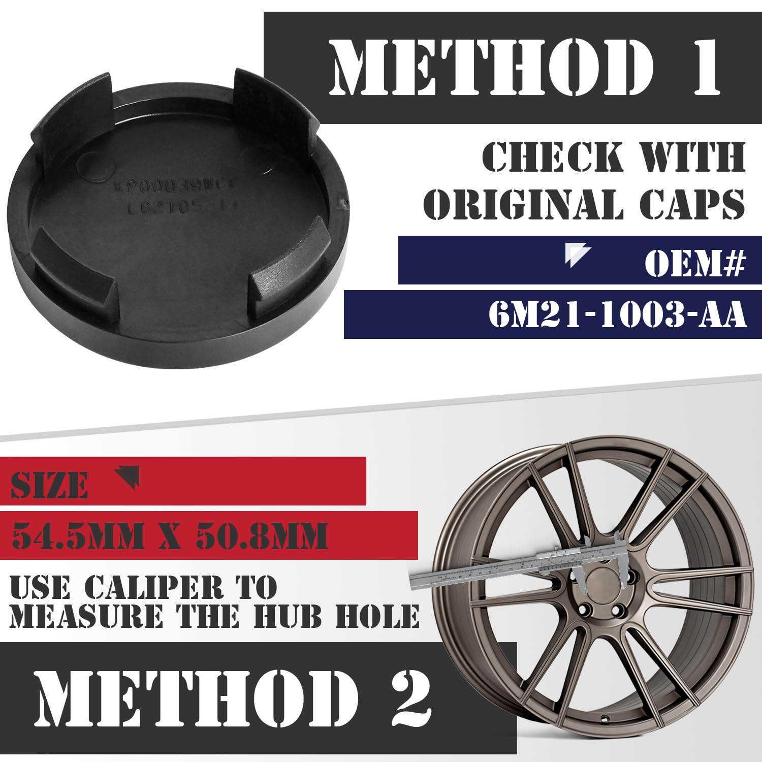 Kitspro 2.15Inch 55Mm Wheel Center Caps For Ford Edge Escape Focus Fusion Rim Hub Caps 6M21 1003 Aa, Pack Of 4 (Matte Black, Out