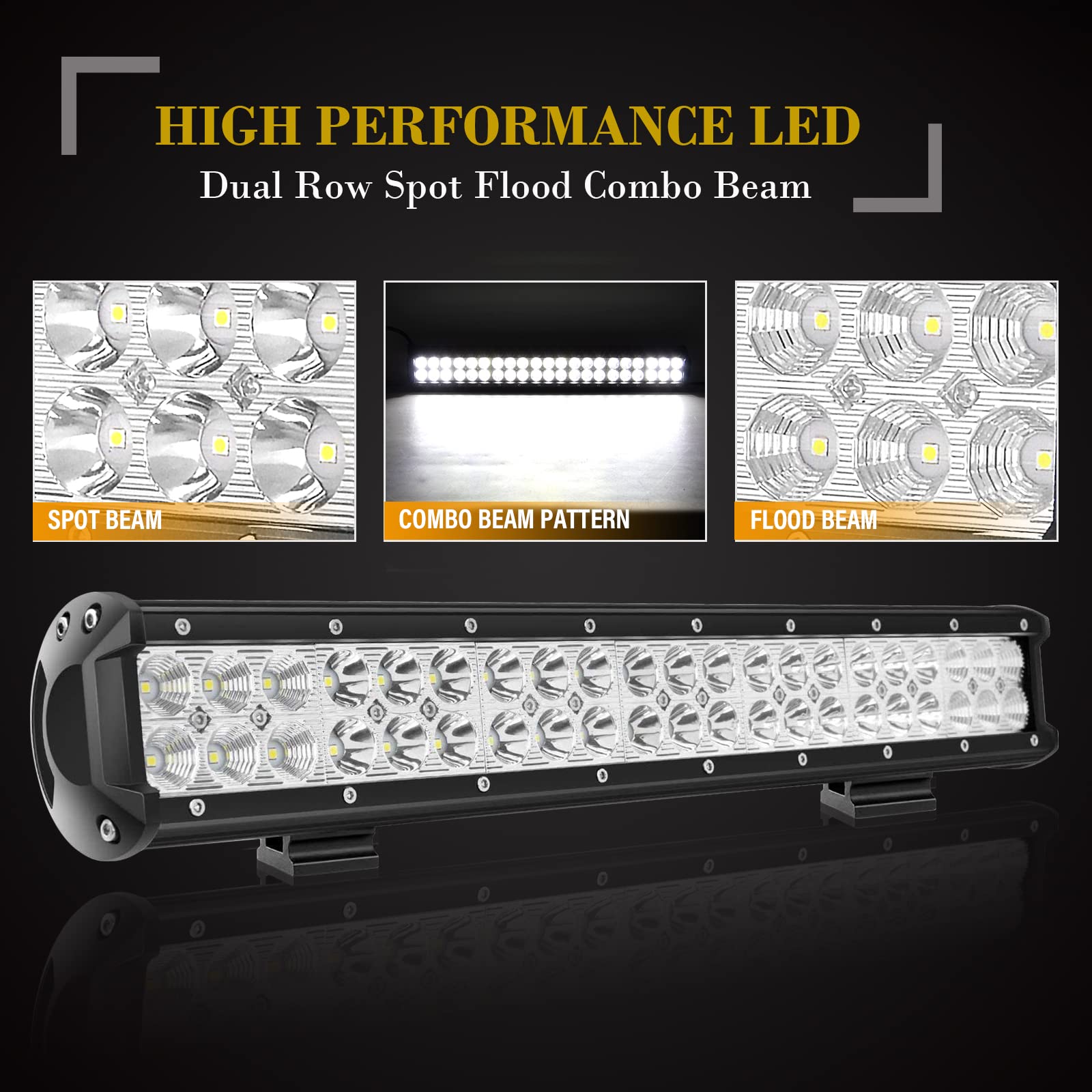 Skyworld Led Light Bar, 20 Inch 126W Spot Flood Combo Beam Work Driving Lamp With License Plate Mounting Bracket For Truck Car Atv Suv 4X4 Boat