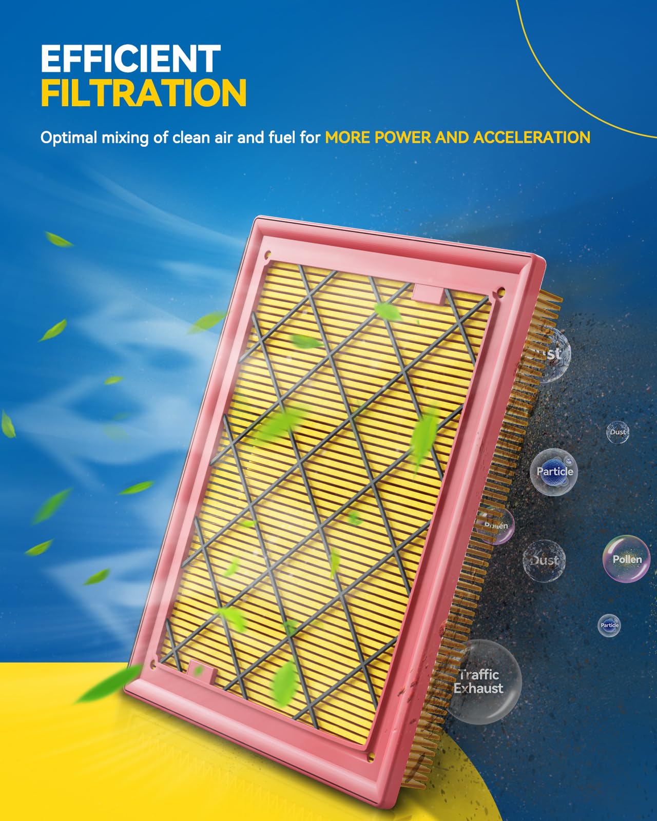 PHILTOP Engine air filter CA10990 Replacement for 2011-2015 Chevrolet Cruze 1.8L, 2016 Cruze Limited 1.8L, 2013-2016 Buick Veran