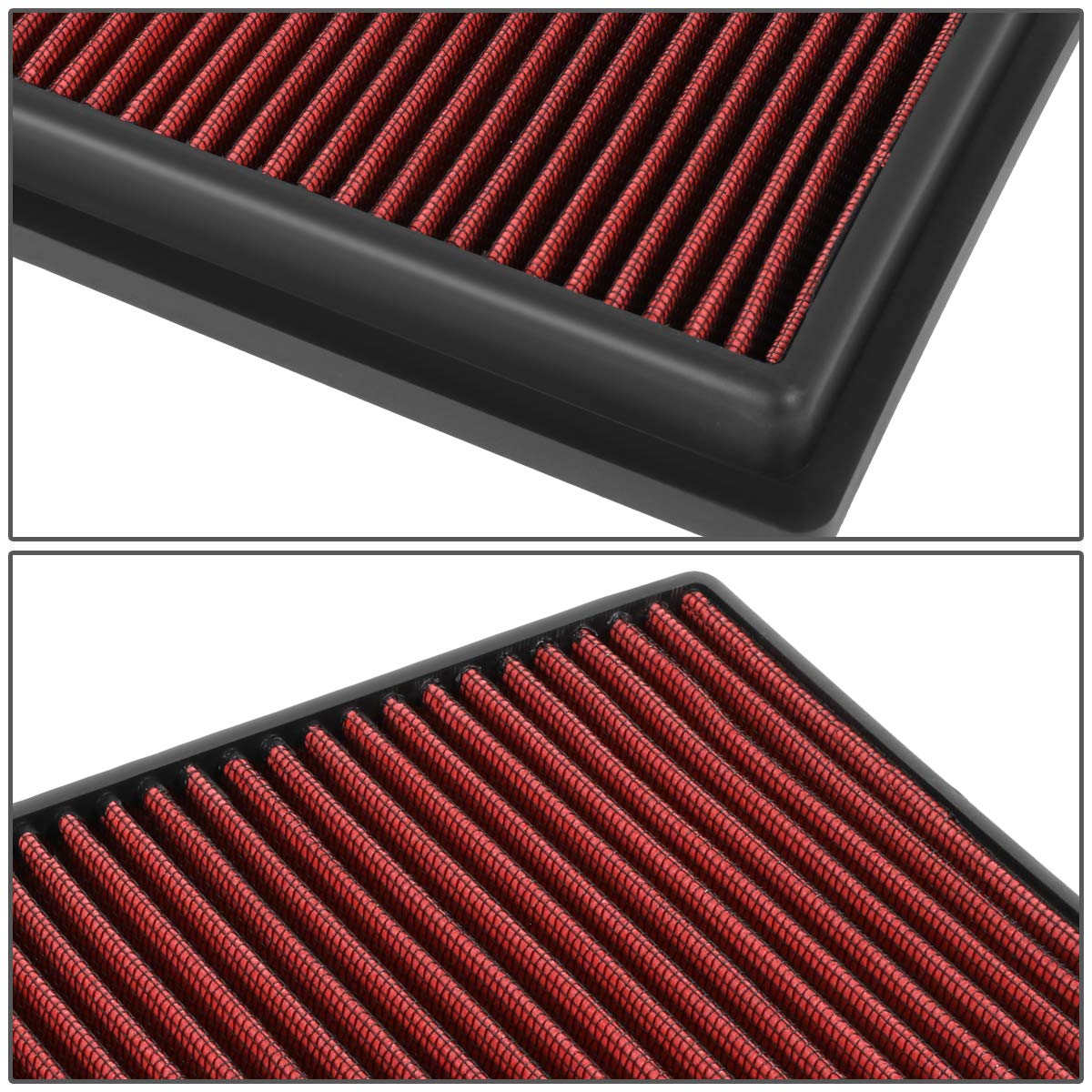 Auto Dynasty High Flow Engine Air Panel Filter Drop-In Reusable & Washable Compatible With Toyota Camry Rav4 Sienna Gr86 Lexus Es Nx Rx Ux 2018-2025 I4 Hybrid Models Ca12289 (Red)