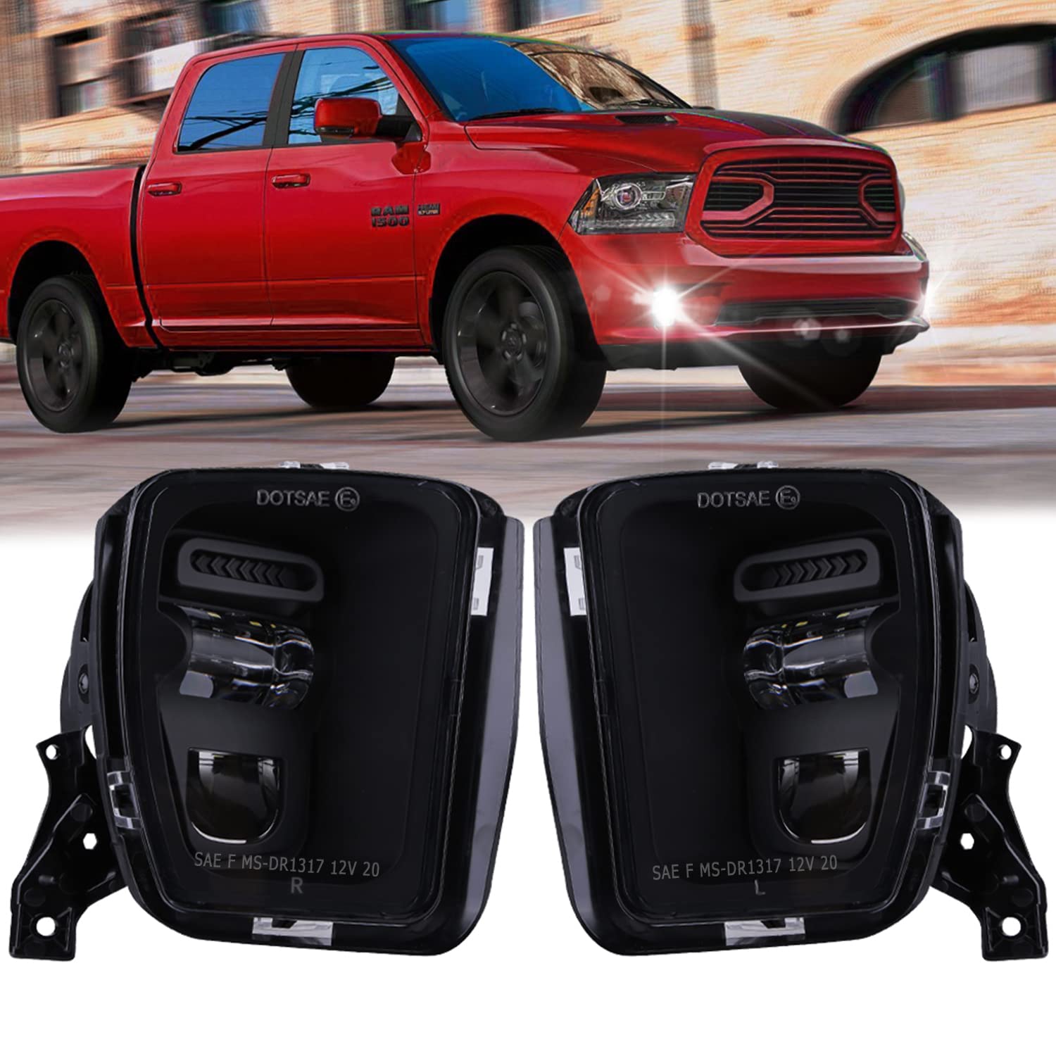 Z-Offroad New Version Led Fog Lights Compatible With Dodge Ram 1500 2013 2014 2015 2016 2017 2018 Bumper Driving Fog Lamps Replacement - 1 Pair Black