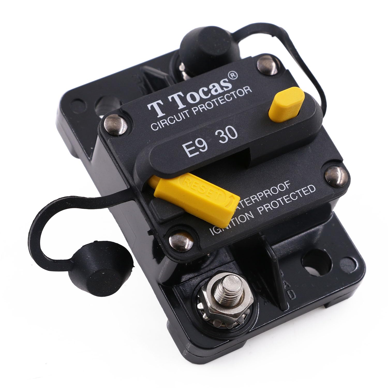 T Tocas 12V 24V 36V 48V Dc T3 Amp Breakers 30 Surface-Mount Thermal Circuit Breaker With Manual Reset And Switch Button , Waterp