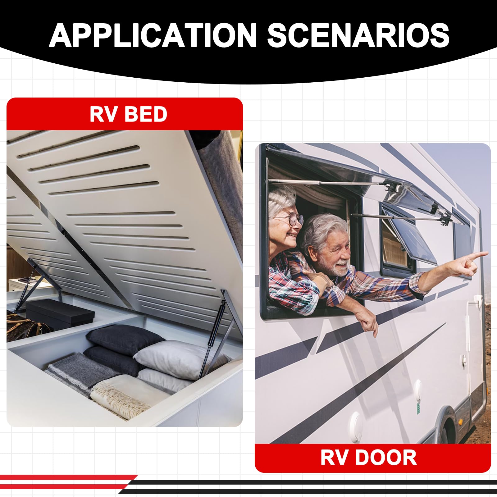 Vepagoo Gas Struts 20 Inch 200Lb/890N Shock Spring Lift Support For Rv Bed Heavy Lid Truck Cover Camper Trailer Door Mattress St