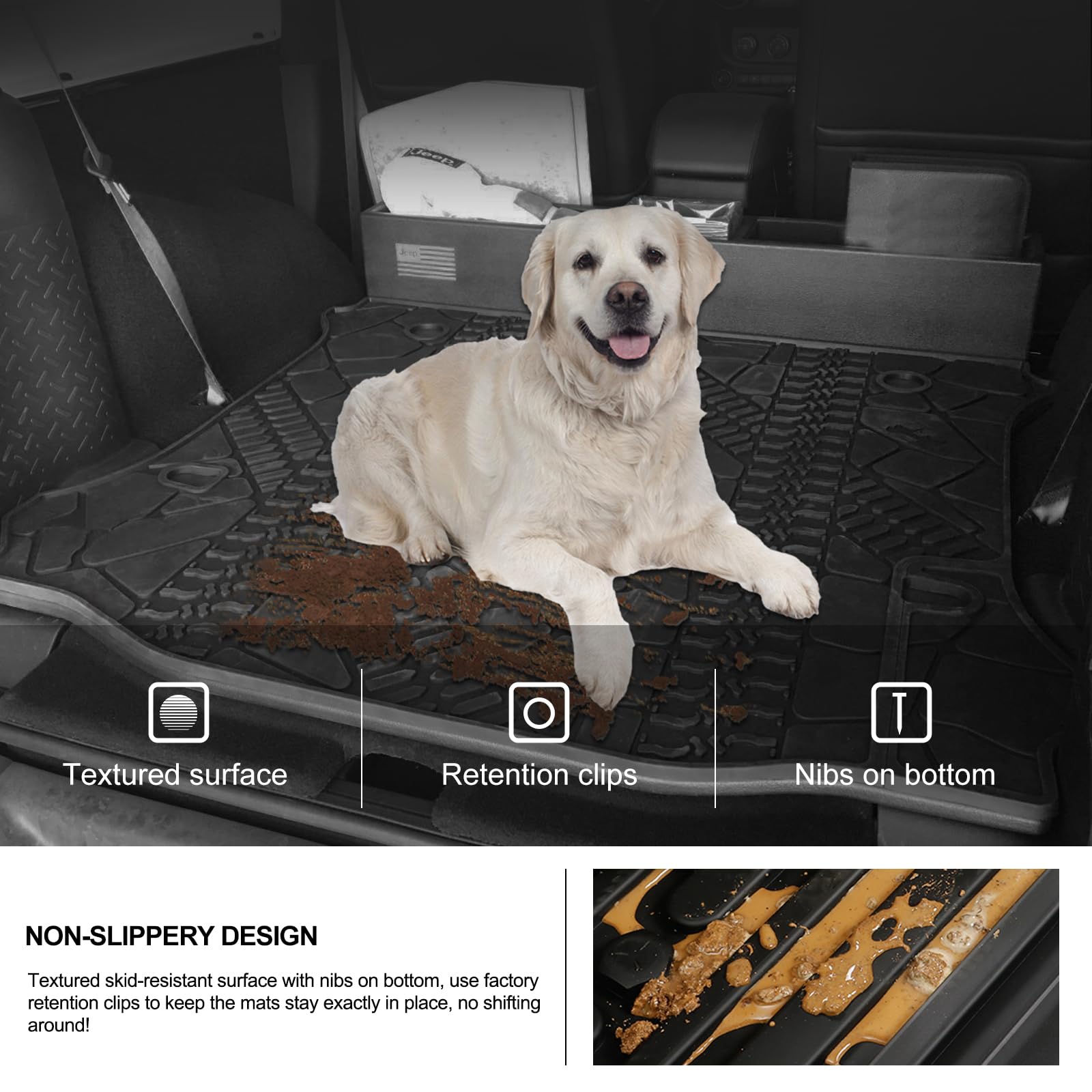 Kiwi Master Cargo Mat For 2007-2018 Jeep Wrangler Jk Oem Replacement 82213184 All Weather Custom Fit Rear Tray Trunk Mat Liner B