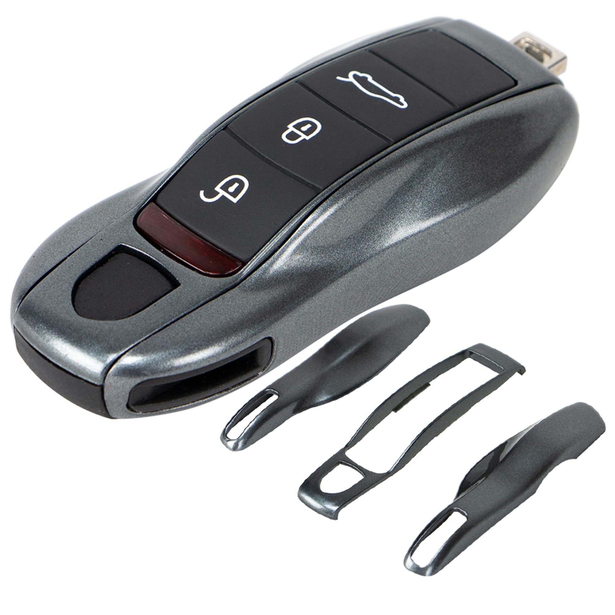 Aerobon 3-Piece Painted Key Cover Key Fob Shell Compatible With Porsche Key Shell Replacement (Mk1, Agate Grey)