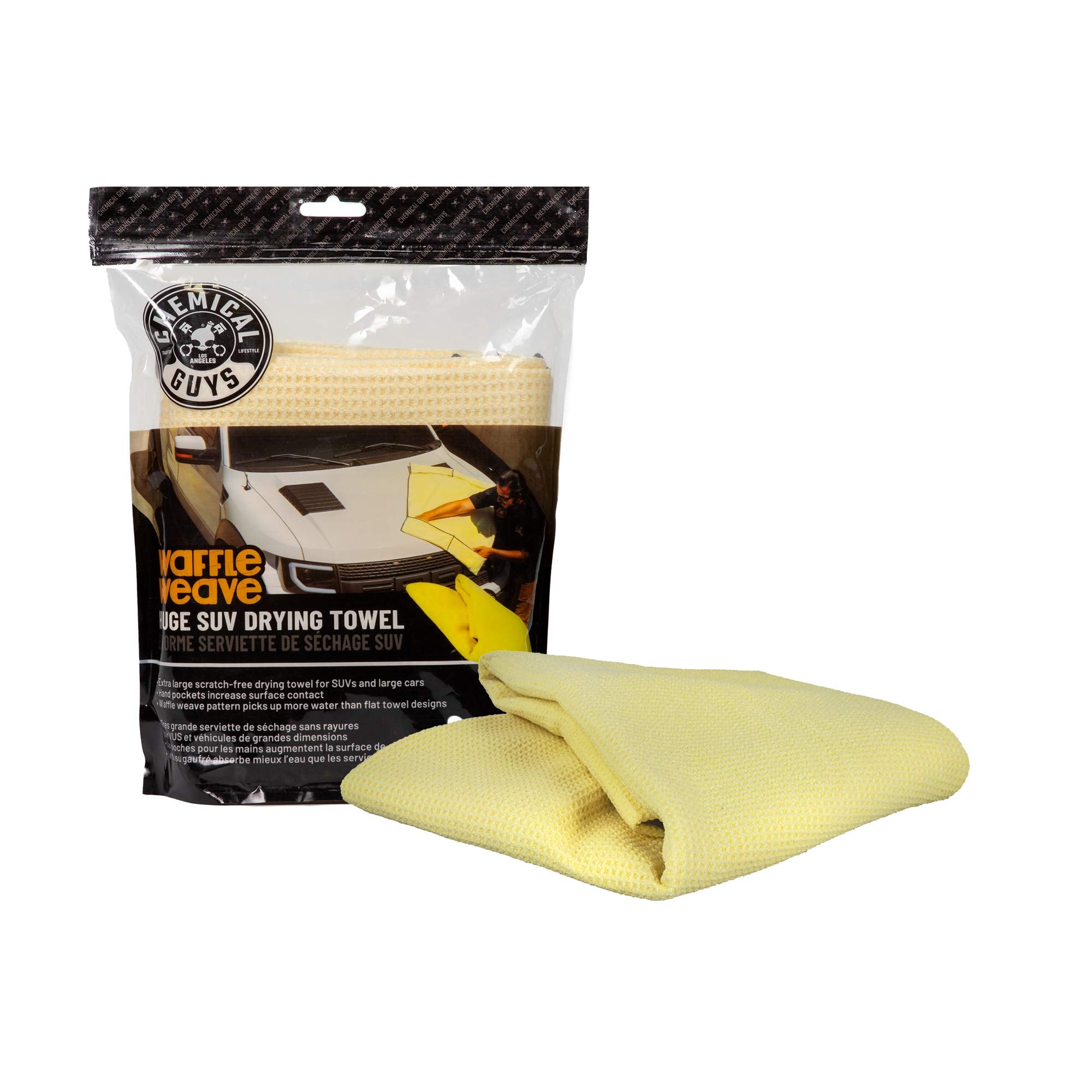 Chemical Guys Mic702 Waffle Weave Suv Microfiber Drying Towel, Great For Cars, Trucks, Suvs, Large Vehicles, Yellow (35'X26')