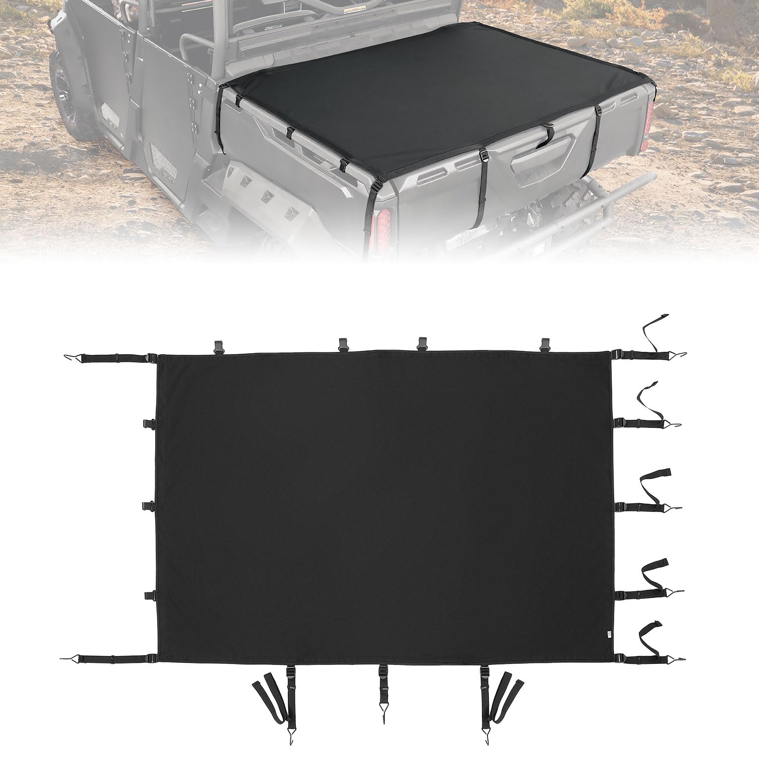 KEMIMOTO Tonneau Covers Compatible with Can-Am Defender HD 5/7/ 8/9/ 10 DPS XT XMR Max 2016-2024 Cargo Bed Cover Net Bed Rail Ca