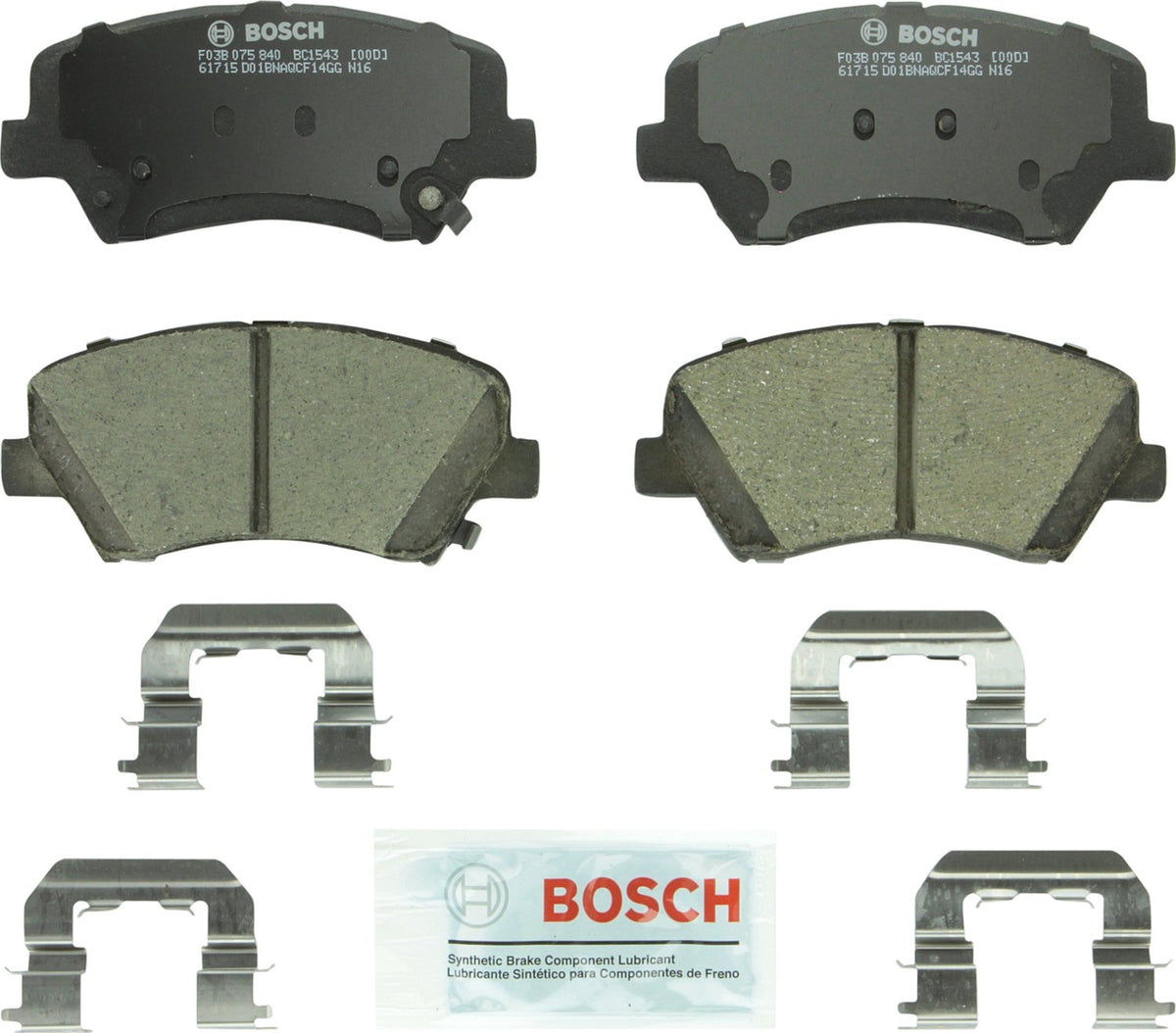 Bosch Bc1543 Quietcast Premium Ceramic Disc Brake Pad Set - Compatible With Select Hyundai Elantra, Elantra Coupe, Elantra Gt; Kia Forte, Forte5, Forte Koup; Front