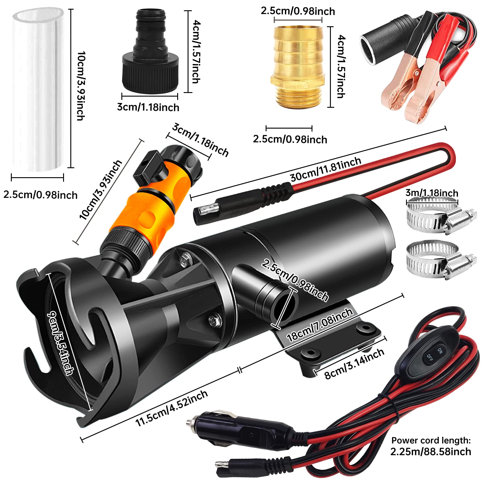 folconroad 12V Macerator Pump for RV - 12GPM Sewage Pump with Quick-Release & Garden Hose Discharge Port for Marine & Campers - Black