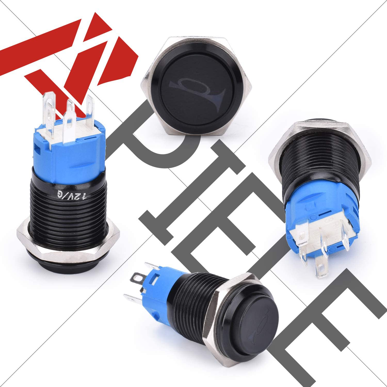 Apiele 16Mm 12V Momentary Speaker Horn Push Button Toggle Switch 0.63'' Mounting Hole 1No 1Nc Spdt With Pre-Wiring Socket For Ca
