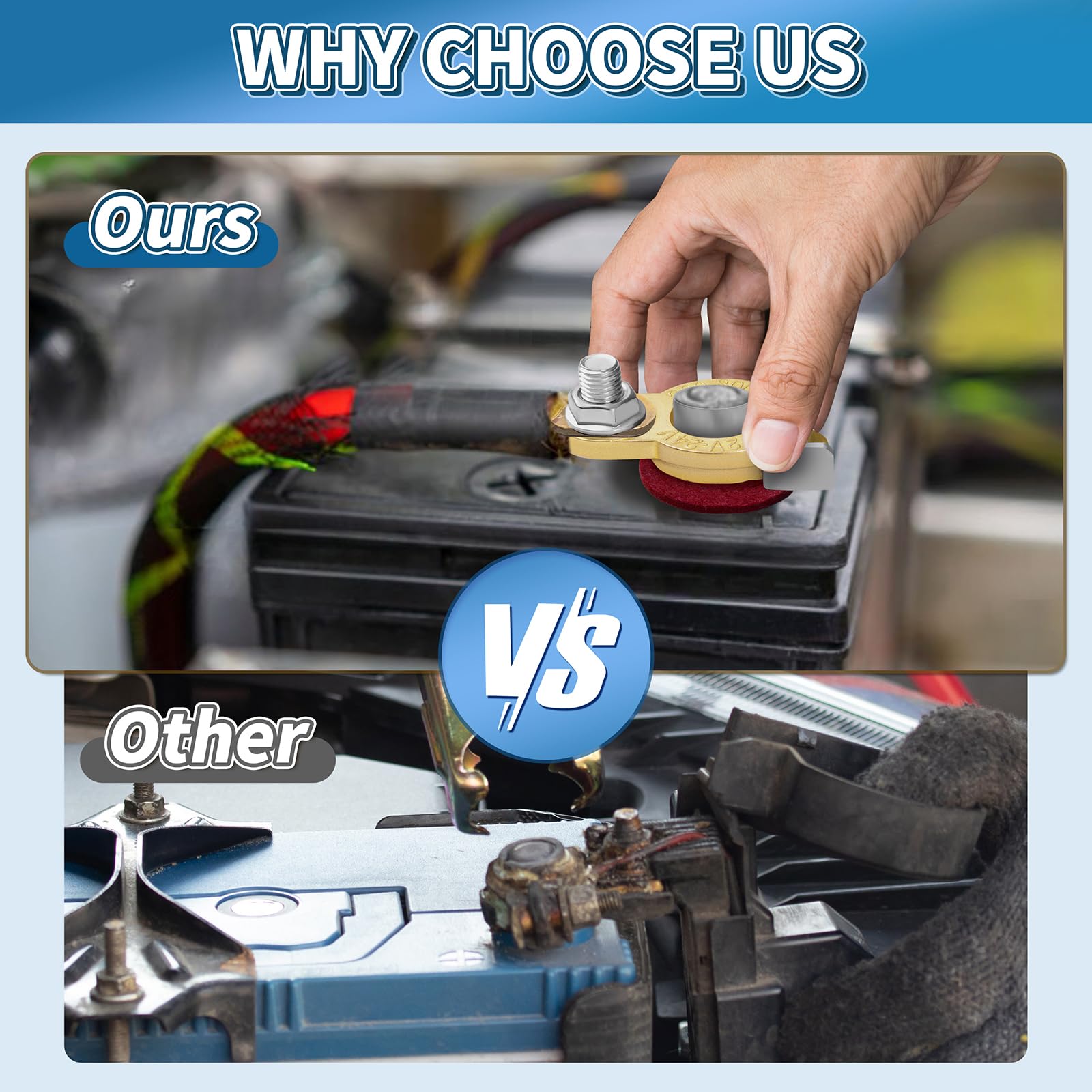 Battery Terminal Connectors 2 Pair, Battery Terminals M8 X 21Mm Bolt, Battery Cable Ends Pure Copper With Anti-Corrosion Pad For Car Rv Accessories Automotive Car Marine Battery By Xiogzaxi