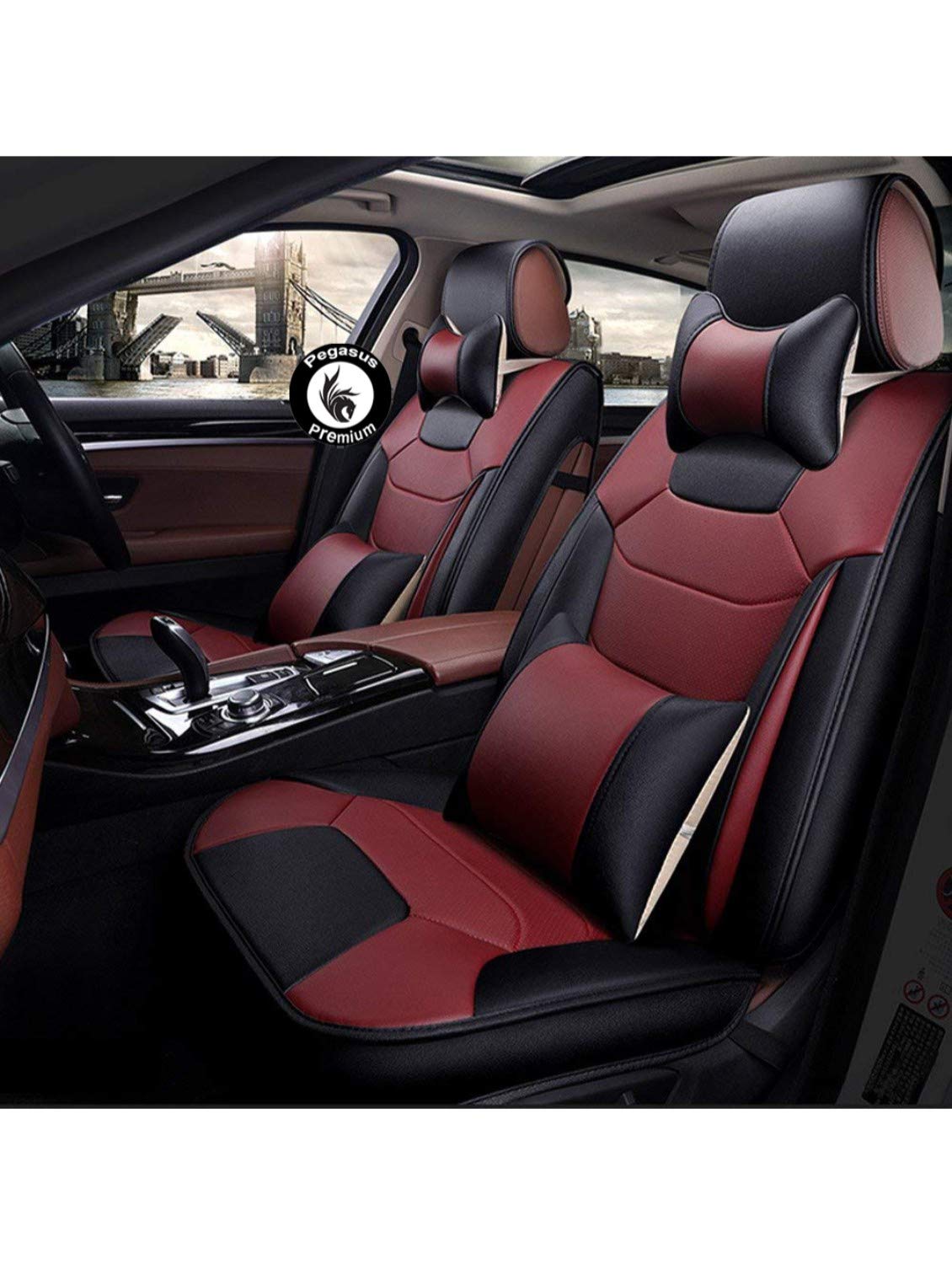 Pegasus PremiumPremium Pu Leatherette Car Seat Cover for Tata Altroz (BlackCheery)