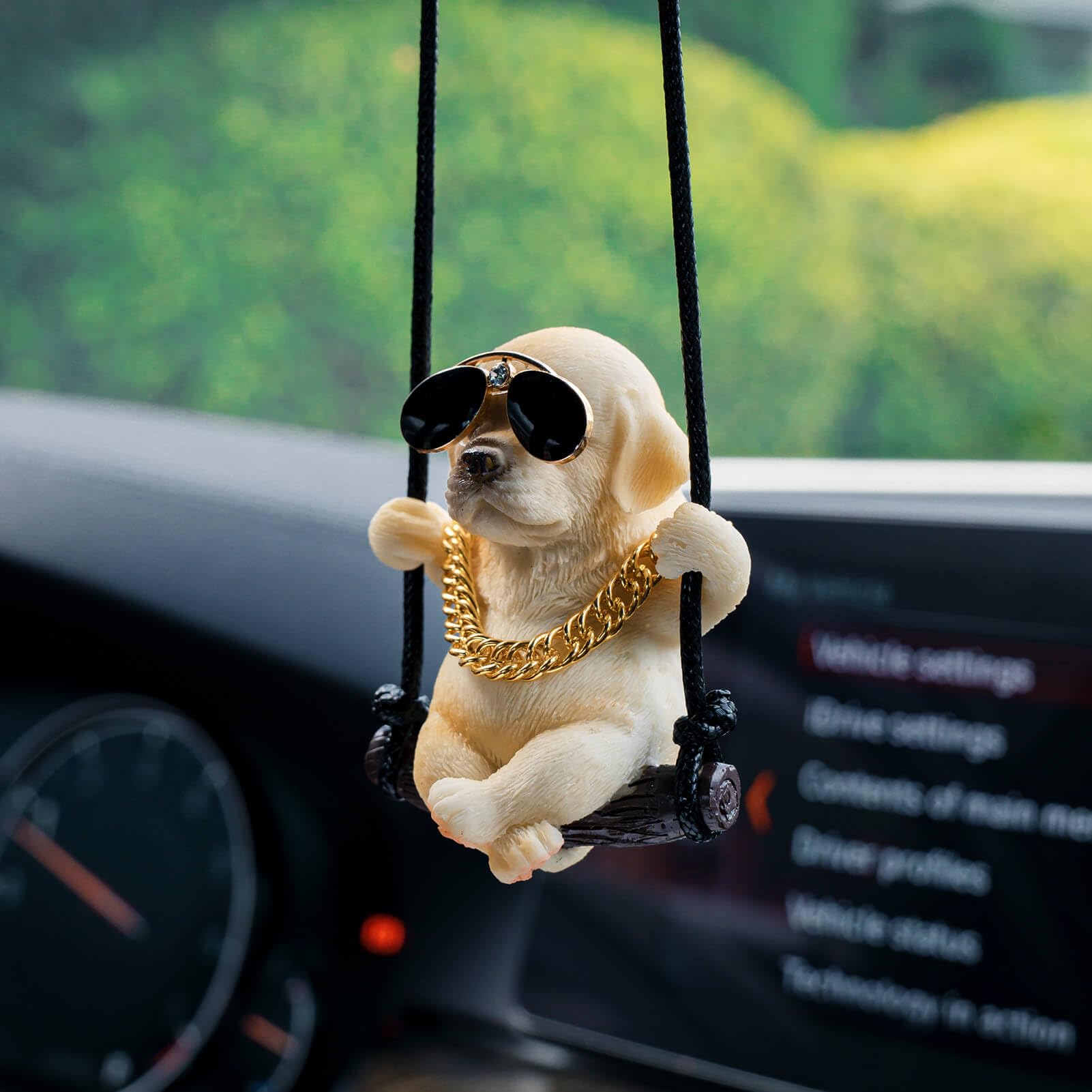 Floruit Labrador Retriever Car Mirror Hanging Accessories Cute Swinging Dog Rear View Mirror Accessories For Men & Women
