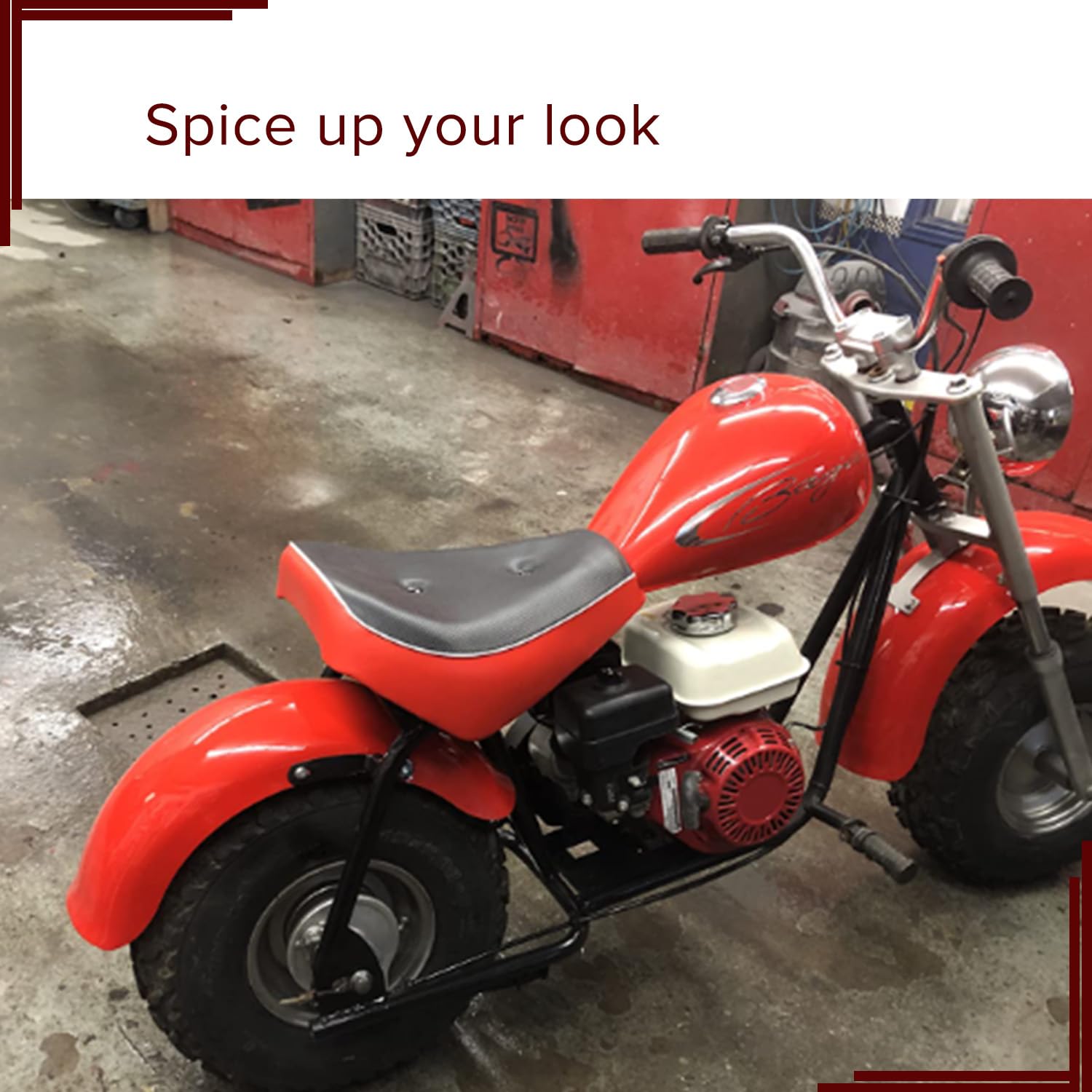 Alveytech Black & Red Seat For The Baja Mb165 & Falcon Mini Bikes - Replacement Stylish Comfortable Seat, Gas/Electric Power Scooter Accessories, Quad, 4-Wheeler Dirt Pit Pocket Bike Part, Diy Install