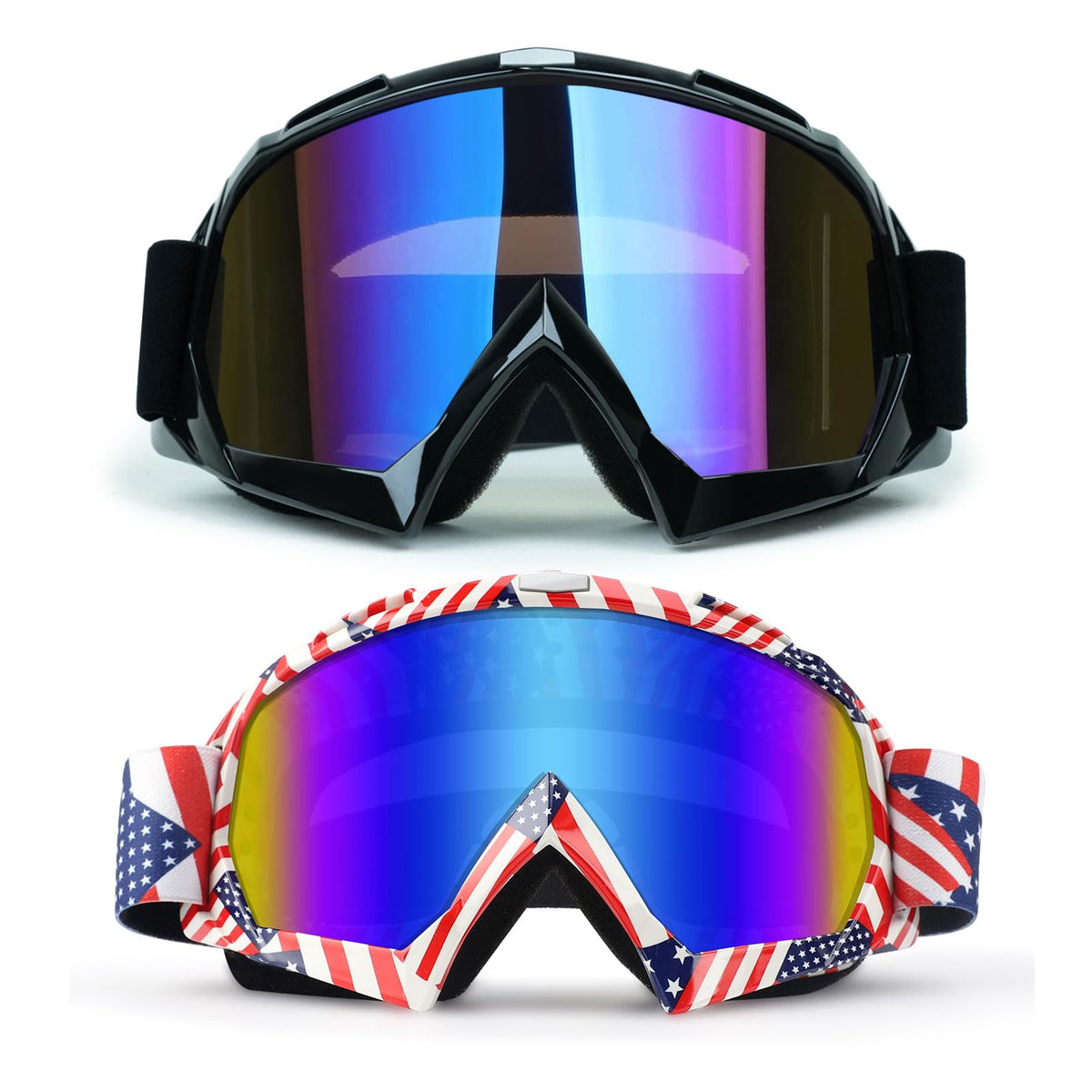Xyop Motorcycle Goggles 2 Pack Atv Dirt Bike Motocross Goggles Mx Riding Goggels Utv Helmet Goggles Offroad Goggle Uv400 Windpro