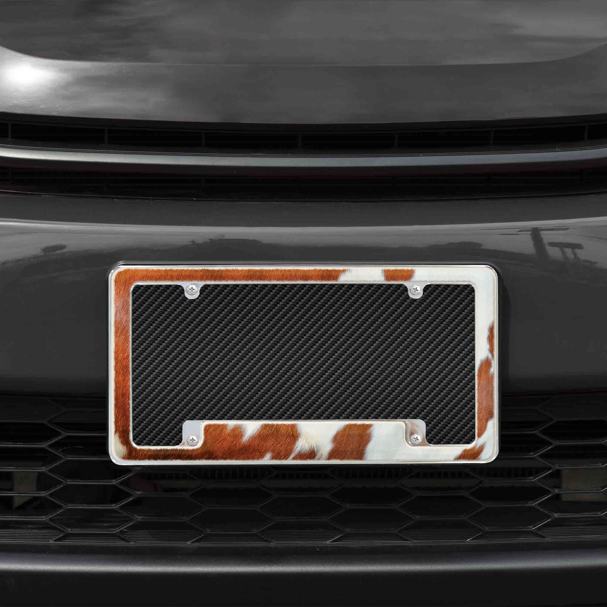 Rico Industries Cow All Over Automotive License Plate Frame for Car/Truck/SUV (12 x 6)