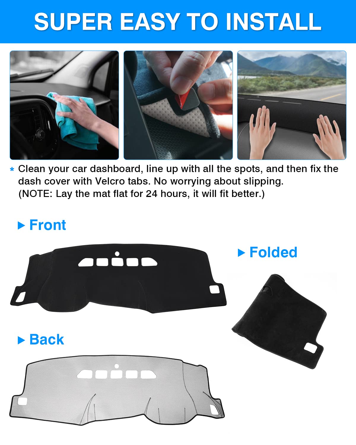 Autorder Dashboard Cover Mat For 2007-2013 Chevy Chevrolet Silverado/Gmc Sierra With Two Glove Boxes Accessories Dash Cover Flan