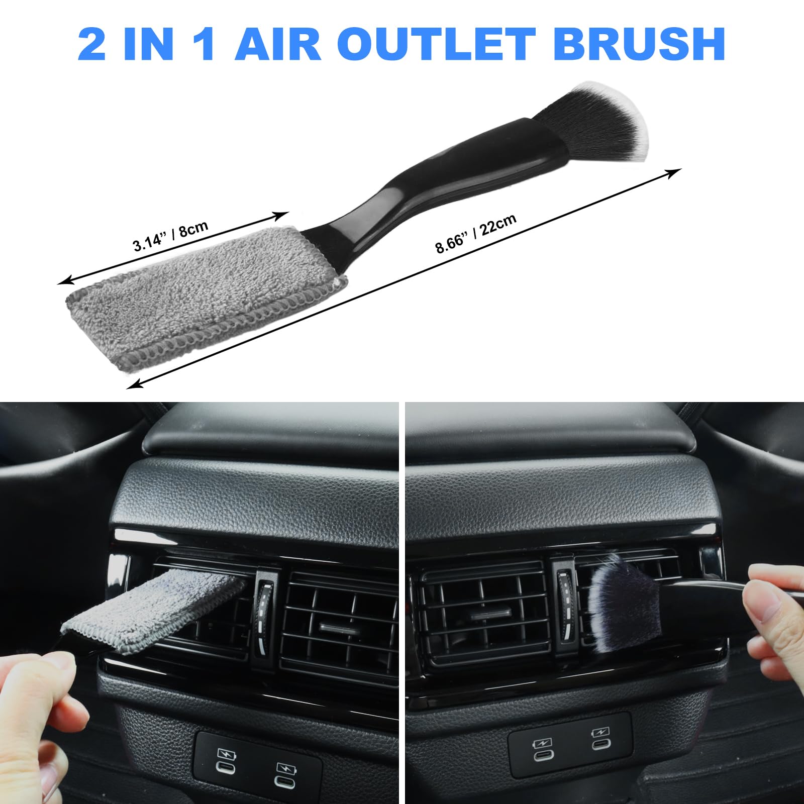 7Pcs Car Detailing Brush Set, Ultra Soft Boars Hair Car Interior Detailing Brushes, Car Interior Detailing Kit, Car Cleaning Gel