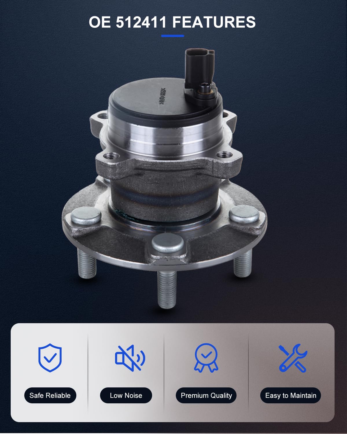 ECCPP Replacement For Wheel Bearing and Hub Assembly For C30 2006-2012/S40/V50 2005-2011 Wheel Hubs 5 Lugs W/ABS 512411x2