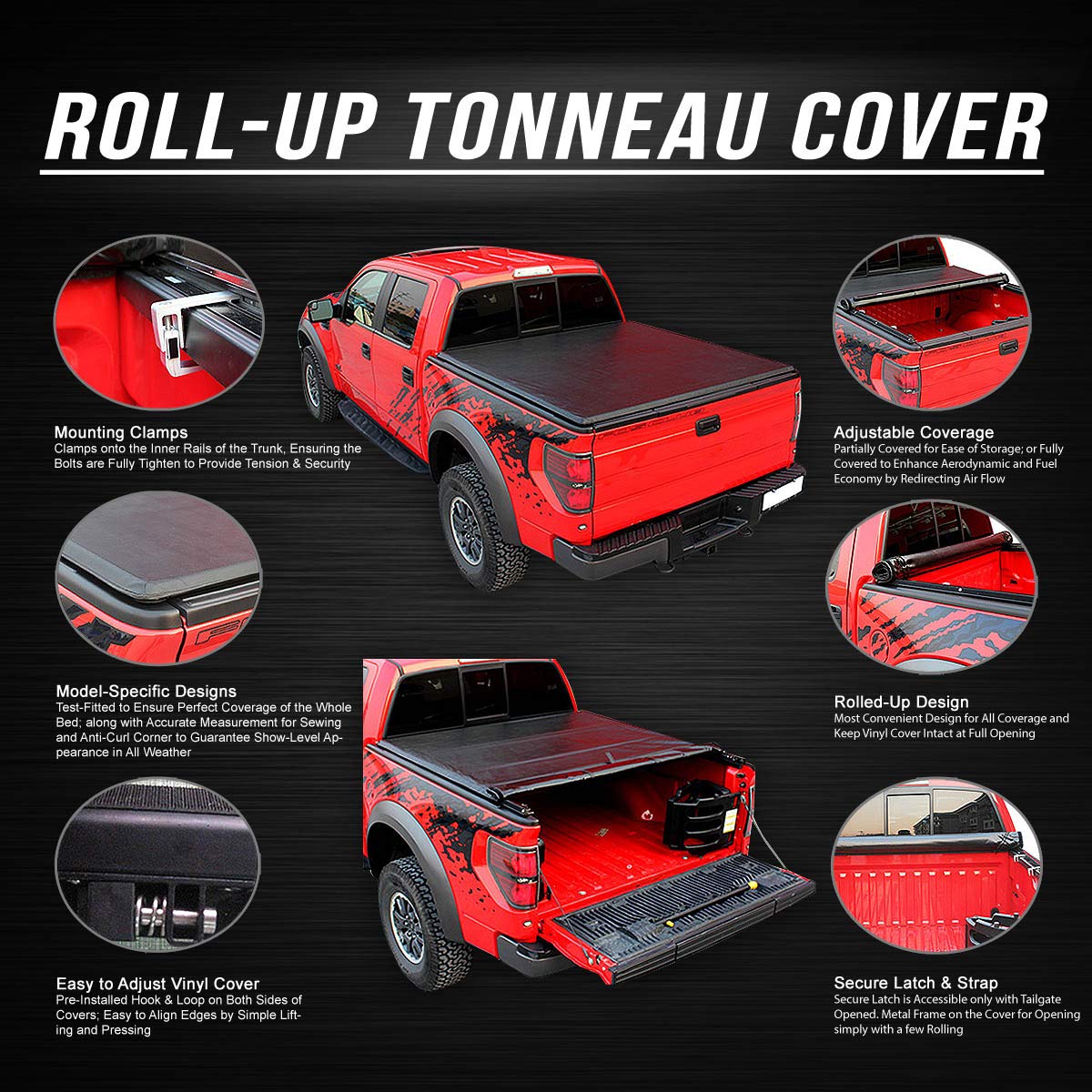 Dna Motoring Truck Bed Soft Tri-Fold Adjustable Tonneau Cover Compatible With 07-18 Silverado Sierra 1500 5.75Ft Fleetside/Style