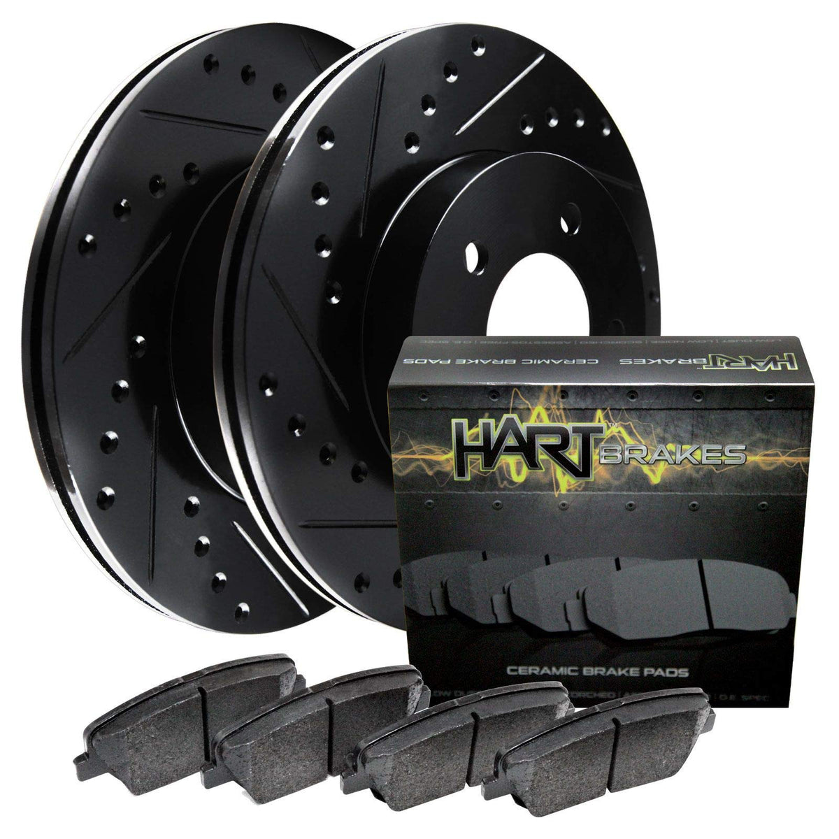 Hart Brakes Front Brakes And Rotors Kit |Front Brake Pads| Brake Rotors And Pads| Ceramic Brake Pads And Rotors |Fits 1997-2004