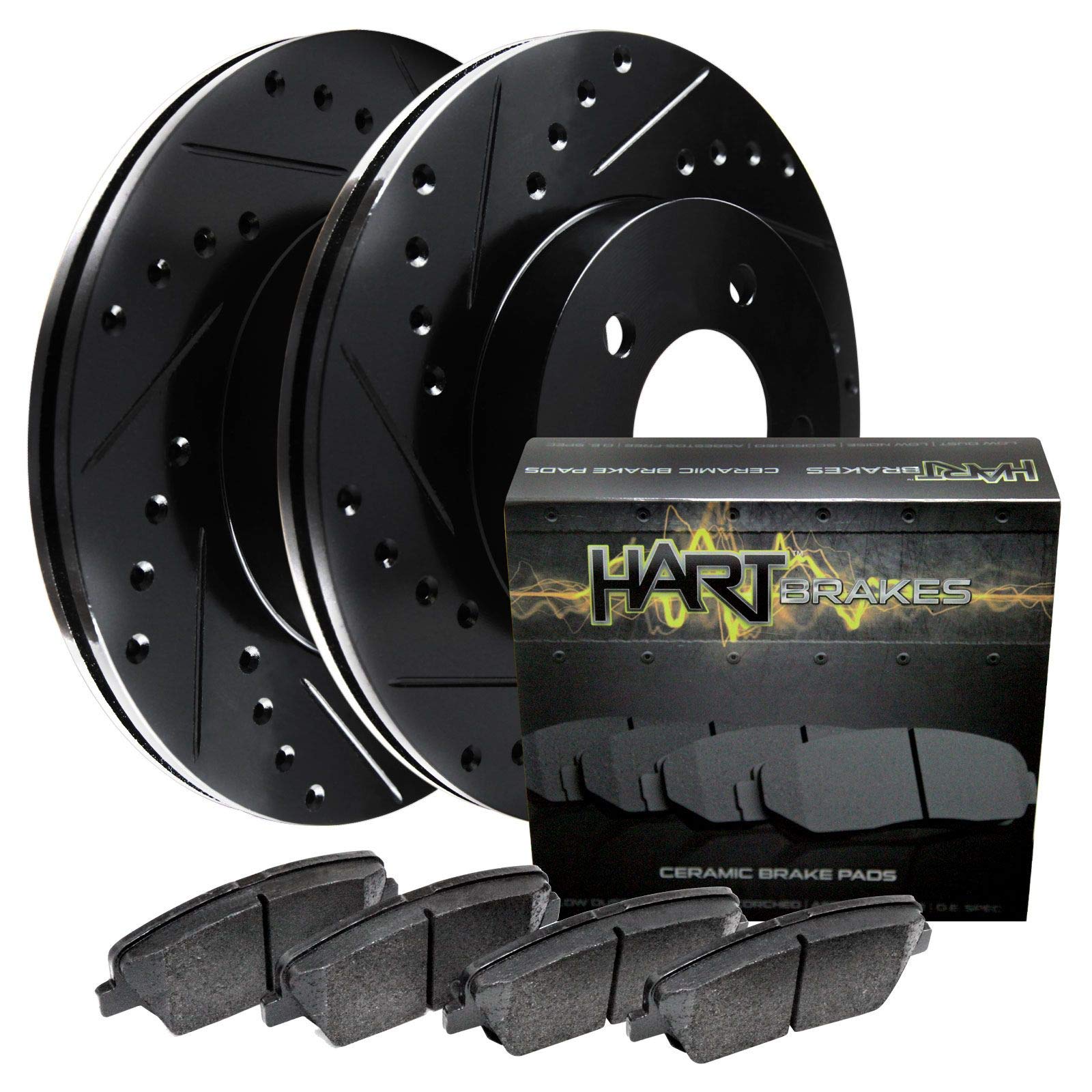 Hart Brakes Rear Brakes And Rotors Kit |Rear Brake Pads| Brake Rotors And Pads| Ceramic Brake Pads And Rotors |Fits 2007-2017 Ac