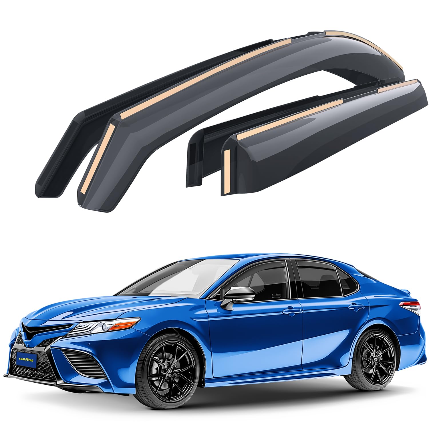 Goodyear Shatterproof in-Channel Window Deflectors for Toyota Camry 2018-2024, Rain Guards, Window Visors for Cars, Vent Deflect