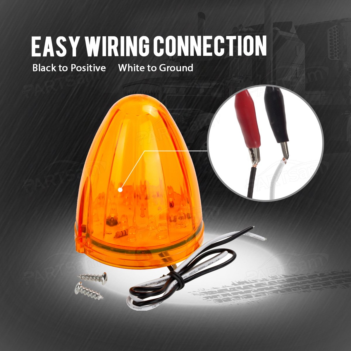 Partsam 5Pcs 17Led Amber Cab Marker Top Roof Running Light Led Light Replacement For Kenworth Peterbilt Freightliner Mack Heavy