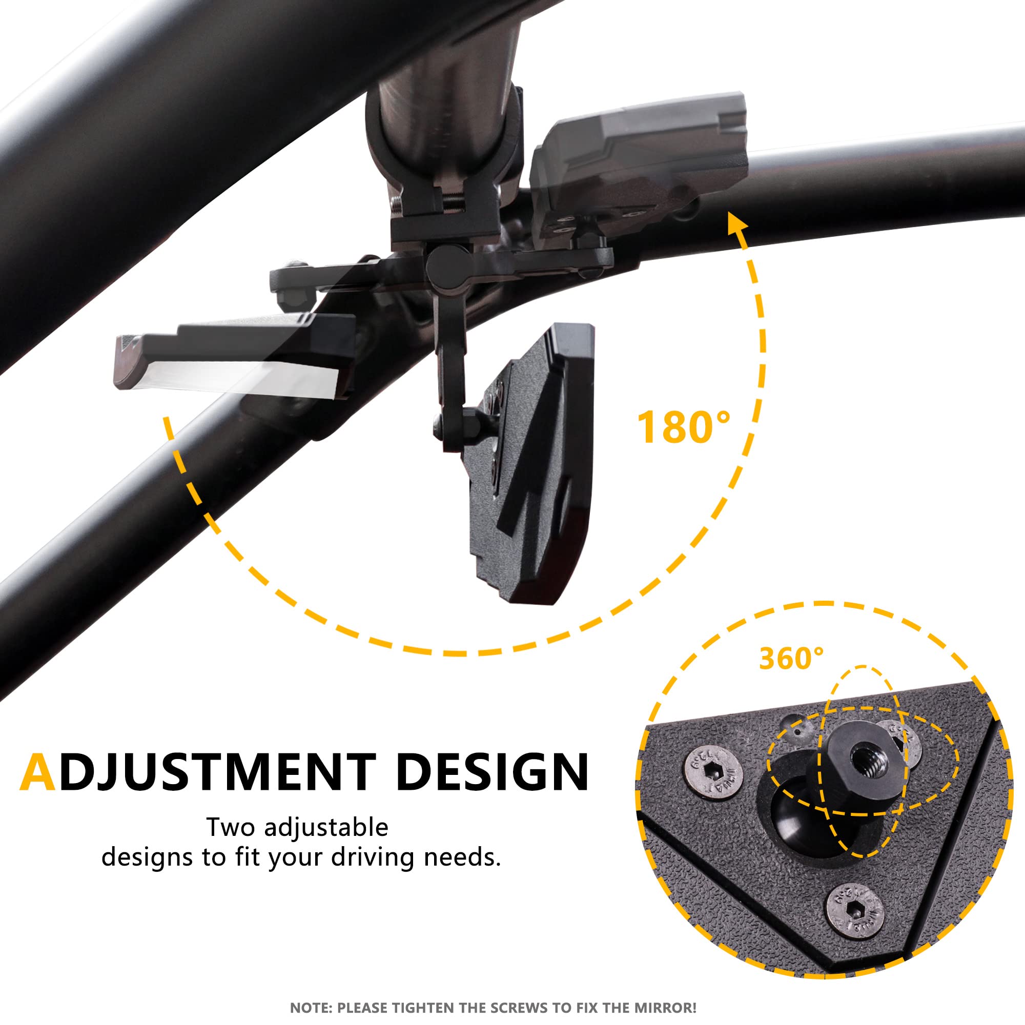 UTV Rear View Mirror, RZR Center Rearview Mirror 1.5''-2'' Roll Bar Mount Compatible with Polaris RZR General, Pioneer, Talon, C