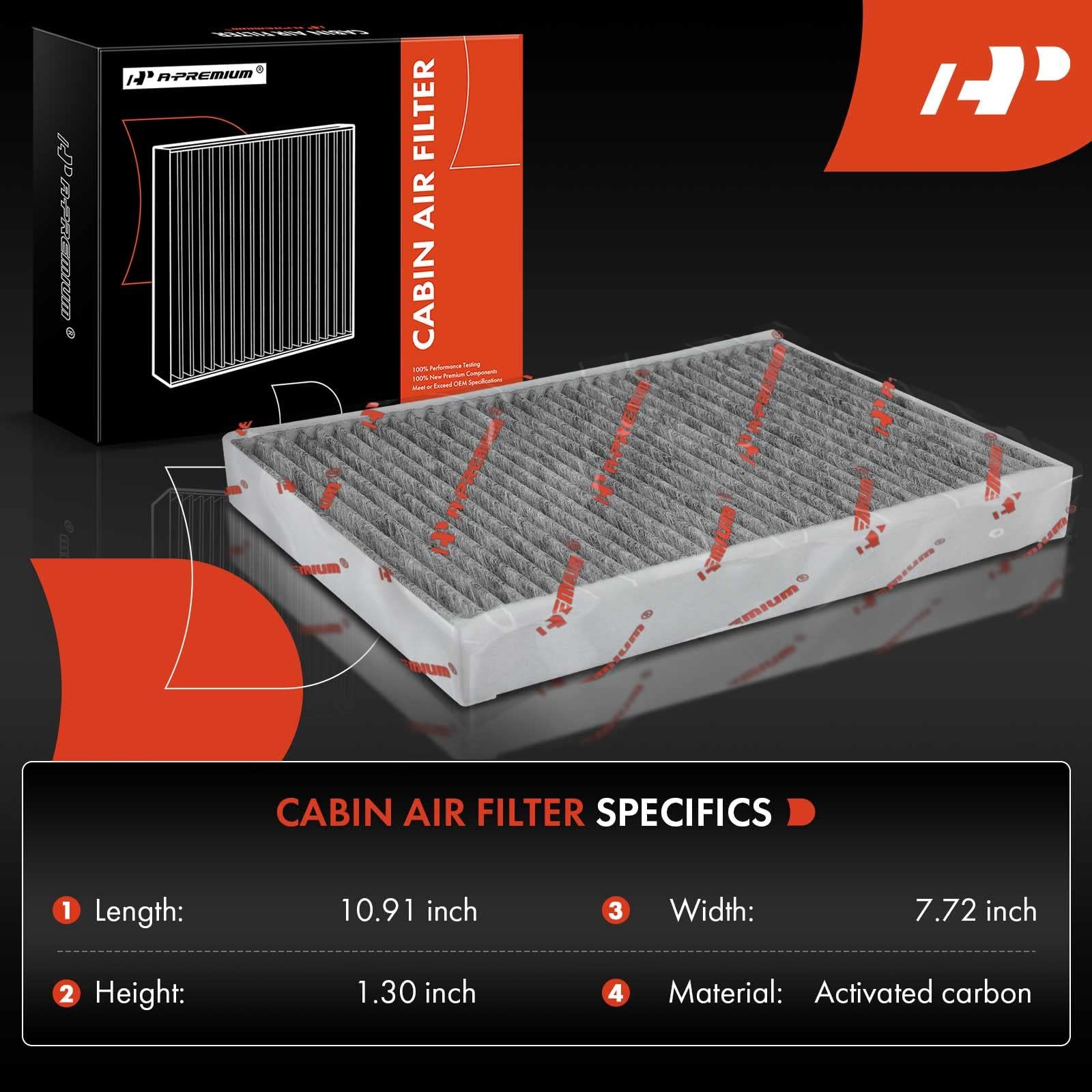 A-Premium Cabin Air Filter with Activated Carbon Compatible with Volvo XC60, XC90, S60, S80, V60, V70, XC70, V60 Cross Country &