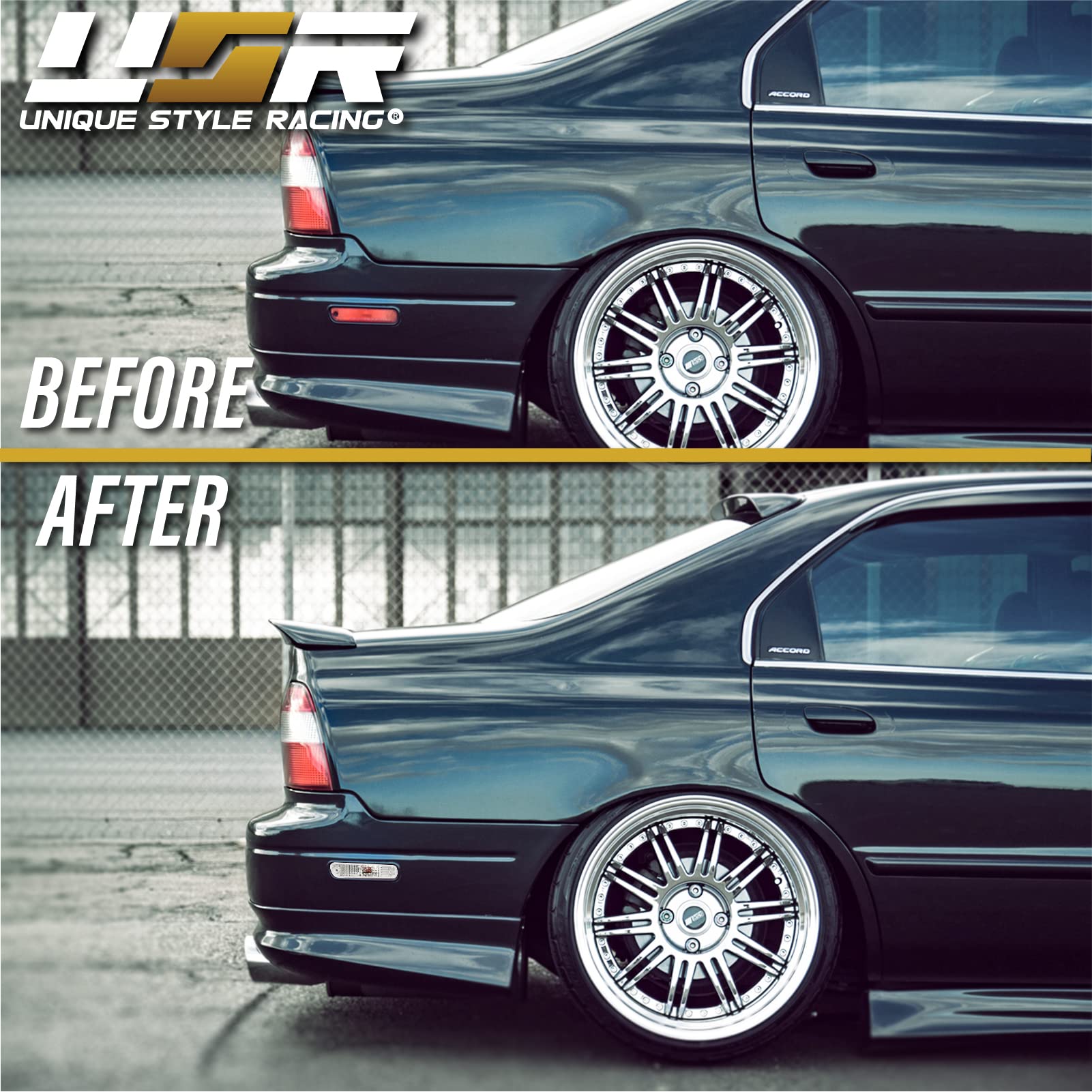 USR DEPO Rear Bumper Side Marker Lights (Left + Right) Compatible with 1994-1997 Honda Accord / 1992-1996 Honda Prelude / 1998-2