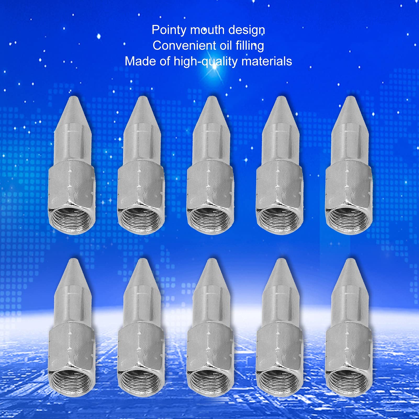 10Pcs Grease Gun Nozzle, Metal Replacement Grease Tip Nozzle Pointed Manual Durable Wear-Resistant Rust-Resistant Nozzle Accessories For Machining