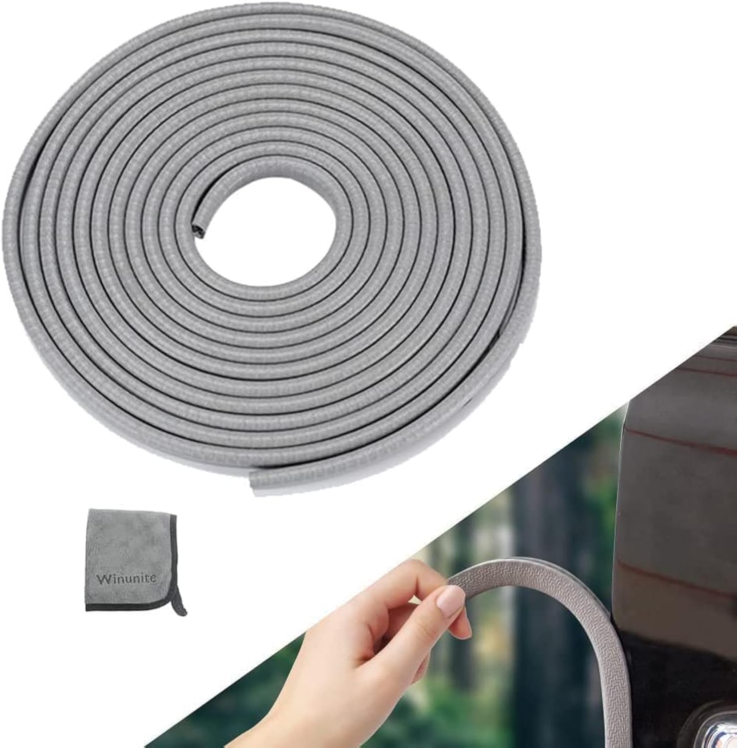 Winunite 32.8Ft(10M) Light Gray Car Door Protector Edge Guards Car Door Edge Guards, Universal Fit, Rubber, No Glue, U Shape, Fa