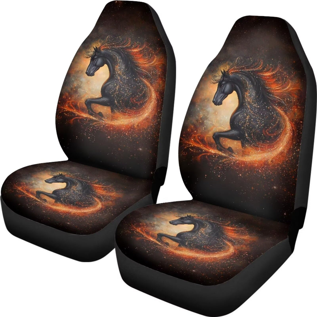 Talayituse Horse Fire Print Car Front Seat Cover, 2 Pack Stretchy Car Seat Cover Soft Bucket Vehicle Seat Protector, Polyester C