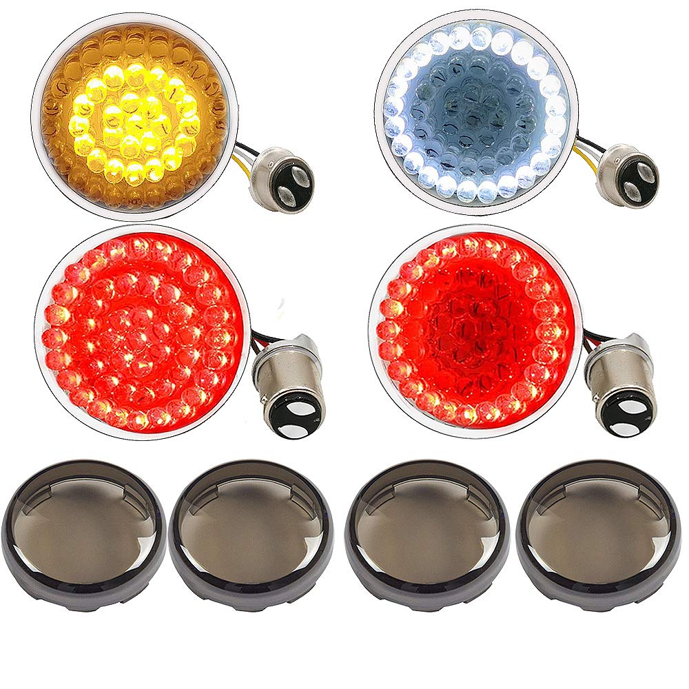 Motoparacc 1157 Front Rear Led Turn Signal, 2 Inch Bullet Double Contacts Motorcycle Brake Running Light For Harley Street Glide