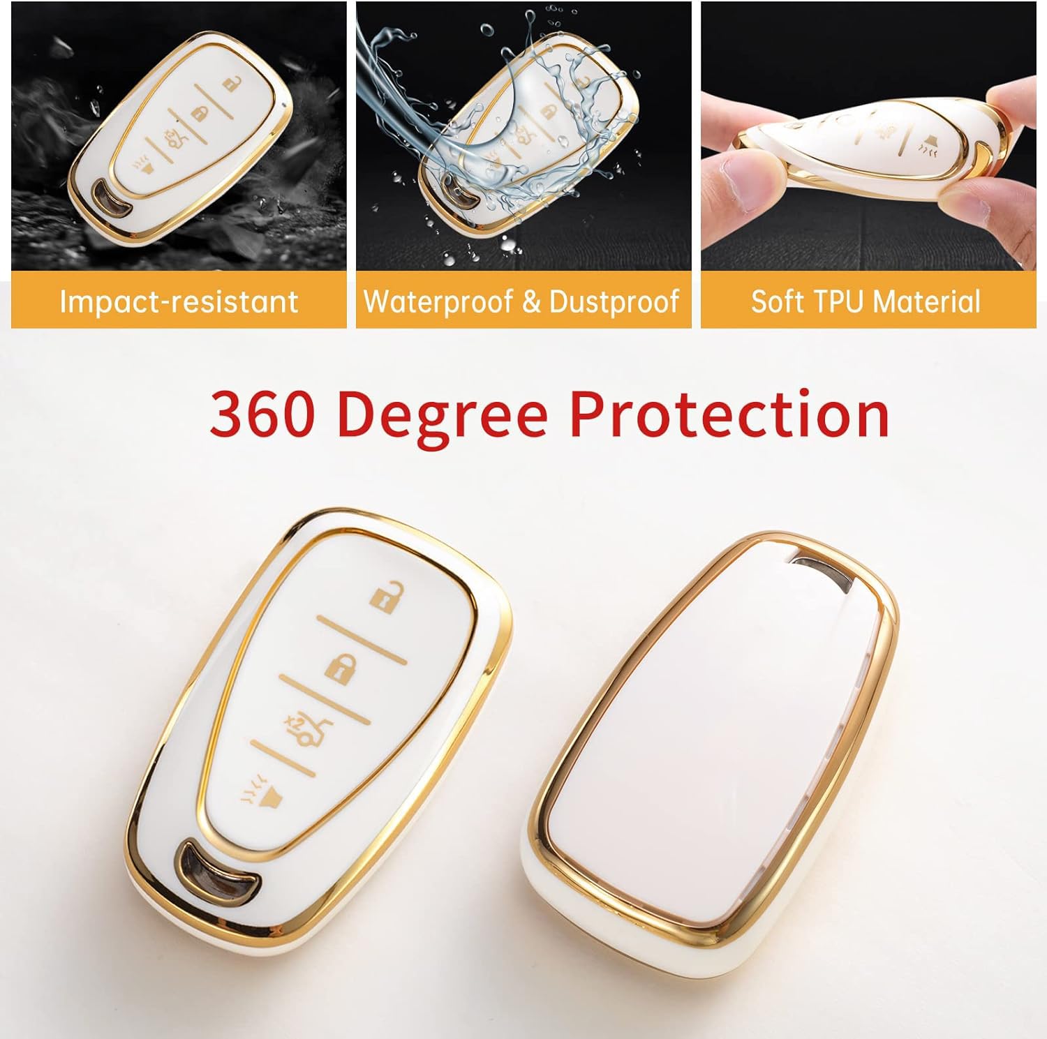 Gematay For Chevy Key Fob Cover Compatible With Chevrolet 2016-2020 Chevy Malibu Camaro Cruze Traverse Spark Equinox Blazer Volt Bolt 4 Buttons