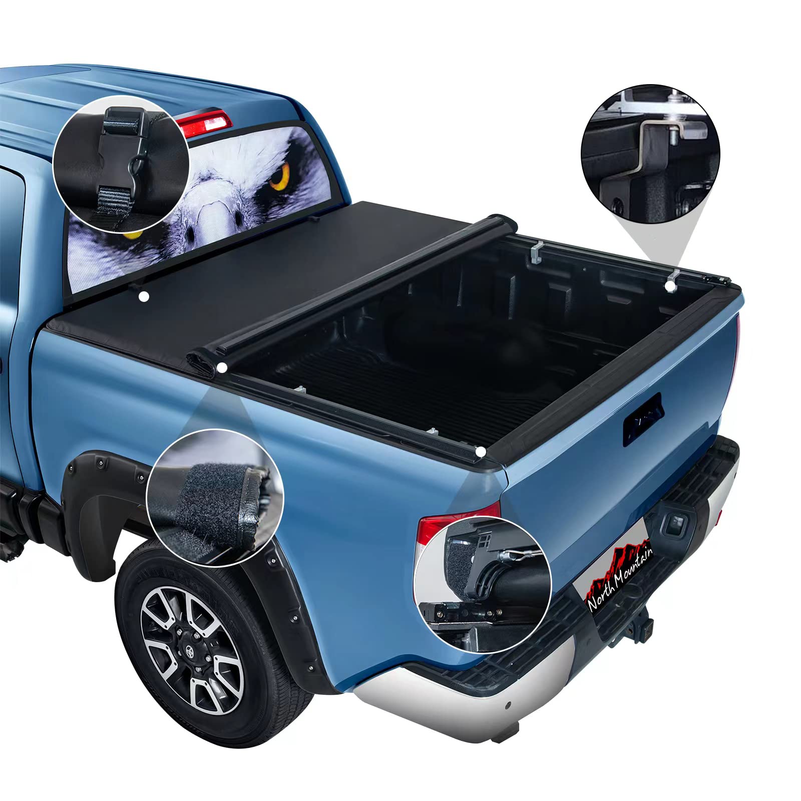 North Mountain Soft Roll Up Truck Tonneau Cover For 2017-2025 Honda Ridgeline Truck Bed, Truck Bed Cover Fits 2017-2025 Honda Ri