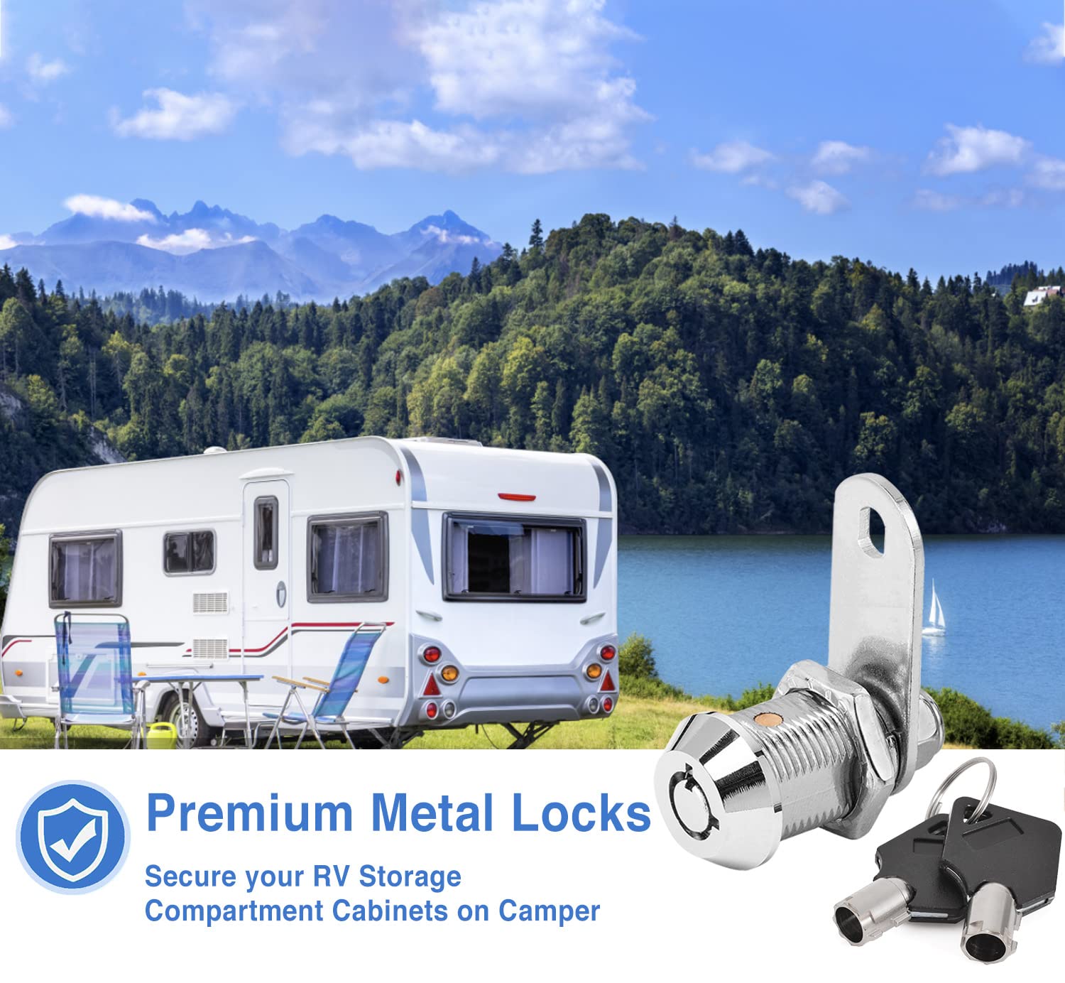 Sissinda Rv Storage Locks - Keyed Alike, 7/8' Fits 9/16' Max Door Thickness, Camper Trailer Cabinet Locks (2Pack)