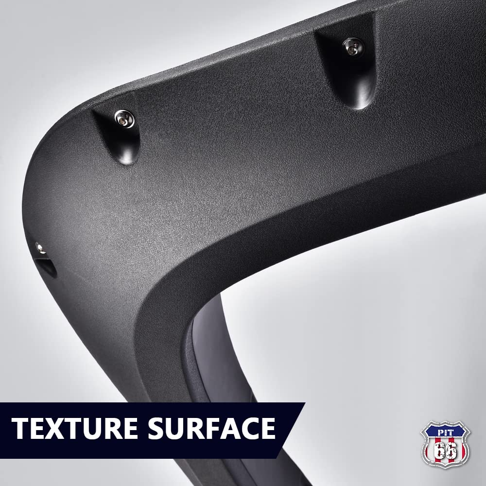 PIT66 Fender Flares,Compatible with 2004-2008 Ford F150(NOT For Heritage), Rugged Black Pocket Riveted Textured Style Wheel Flar
