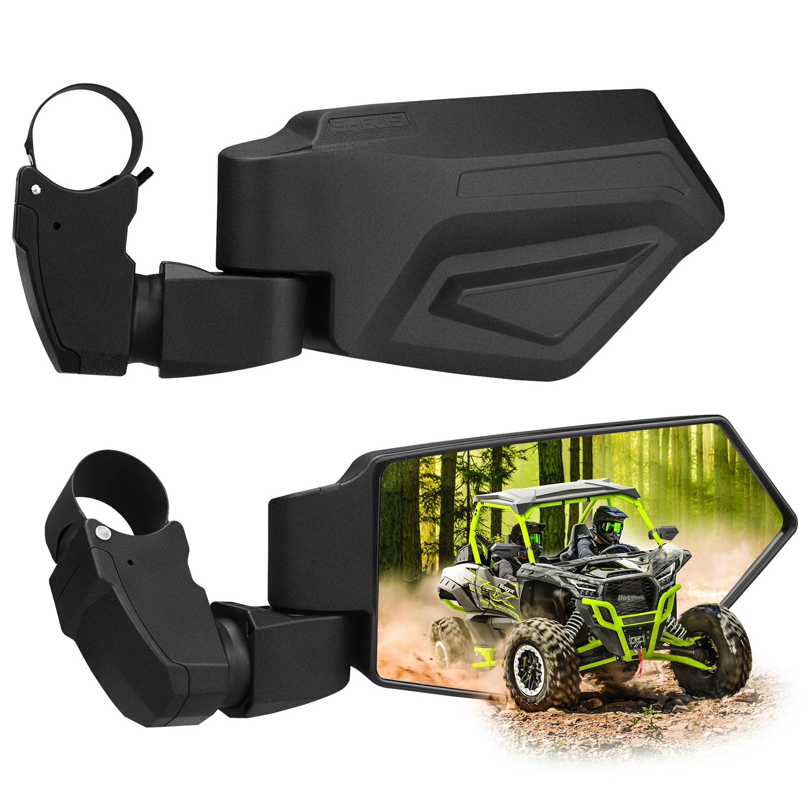 SHEJISI UTV Mirrors,The Spring Back Feature Allows Easy Reset After Fold,2025 New SXS Mirrors Side View for 1.5-2.0 Roll Cage,Co